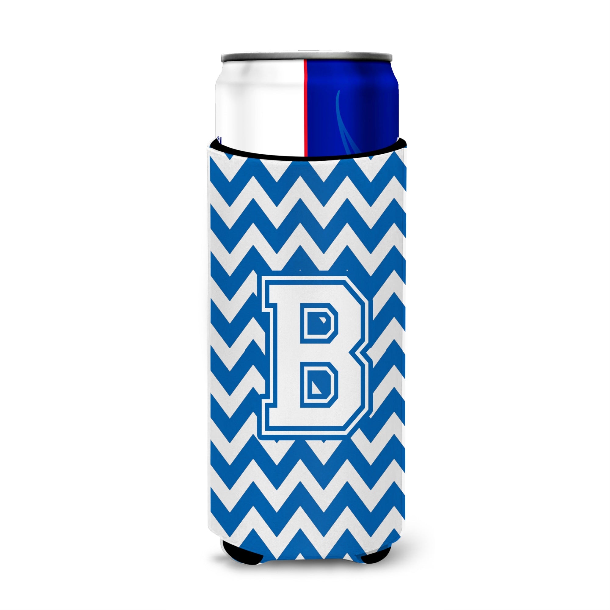Letter B Chevron Blue And White Ultra Beverage Insulators For Slim Cans Cj1045-Bmuk