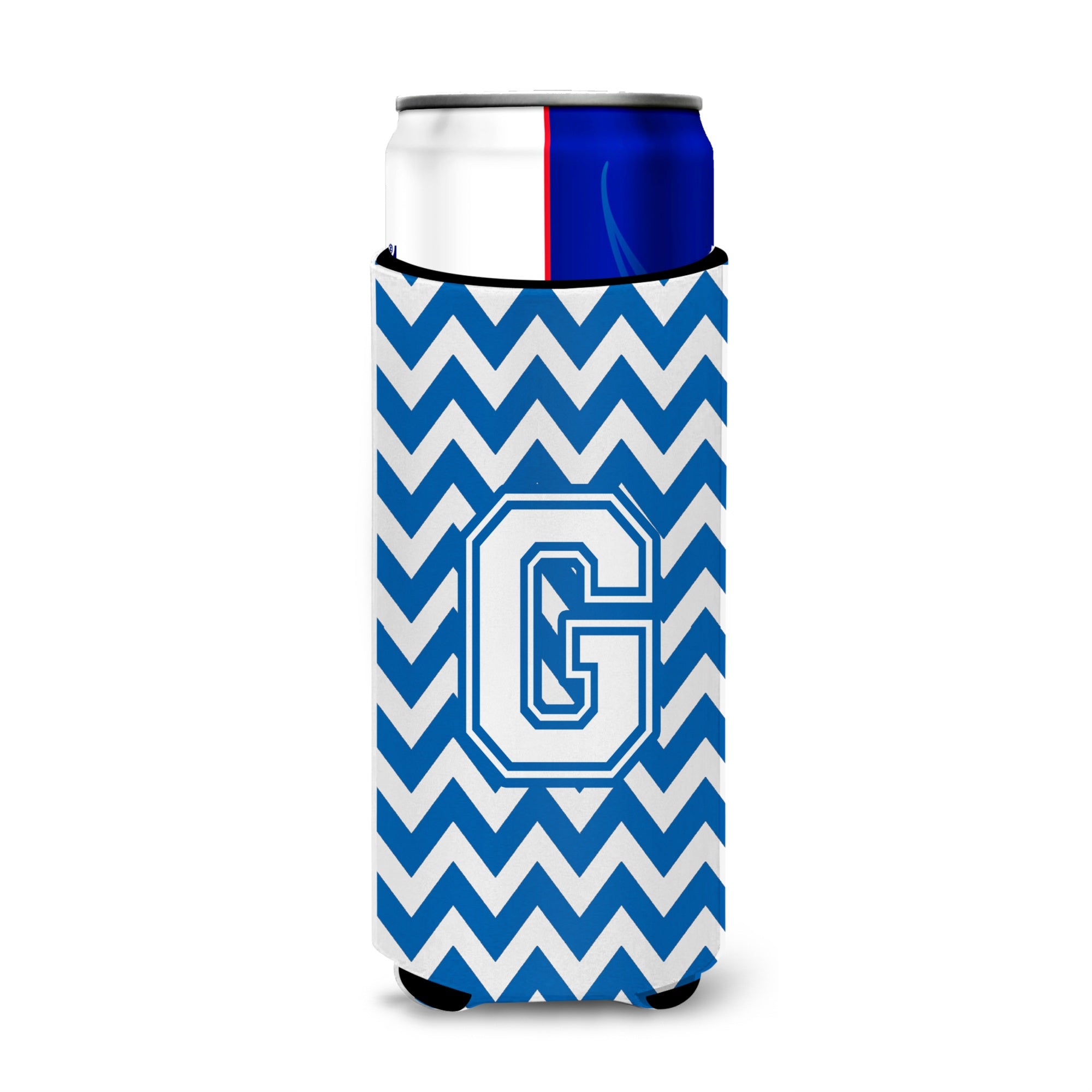 Letter G Chevron Blue And White Ultra Beverage Insulators For Slim Cans Cj1045-Gmuk