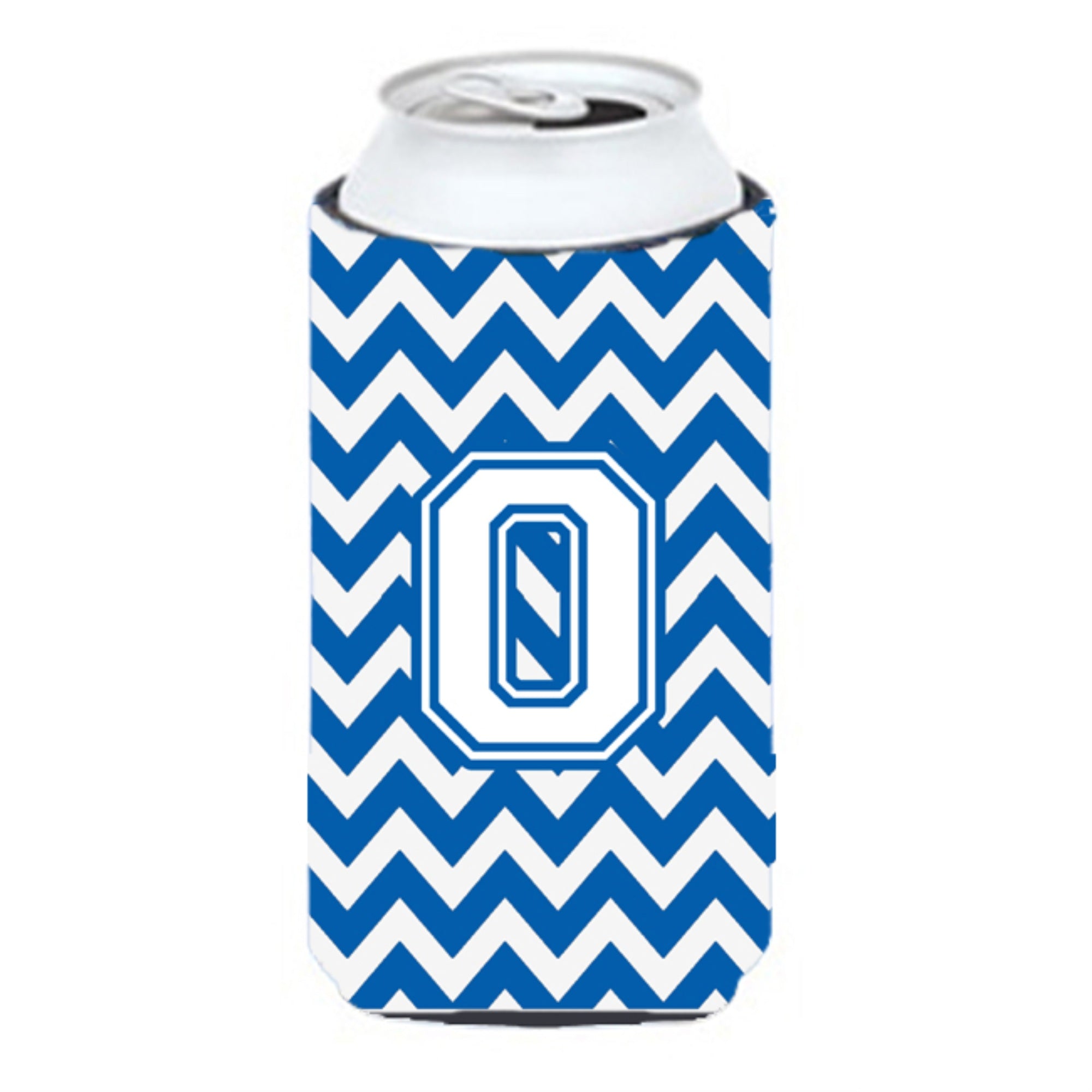Letter O Chevron Blue And White Tall Boy Beverage Insulator Hugger Cj1045-Otbc