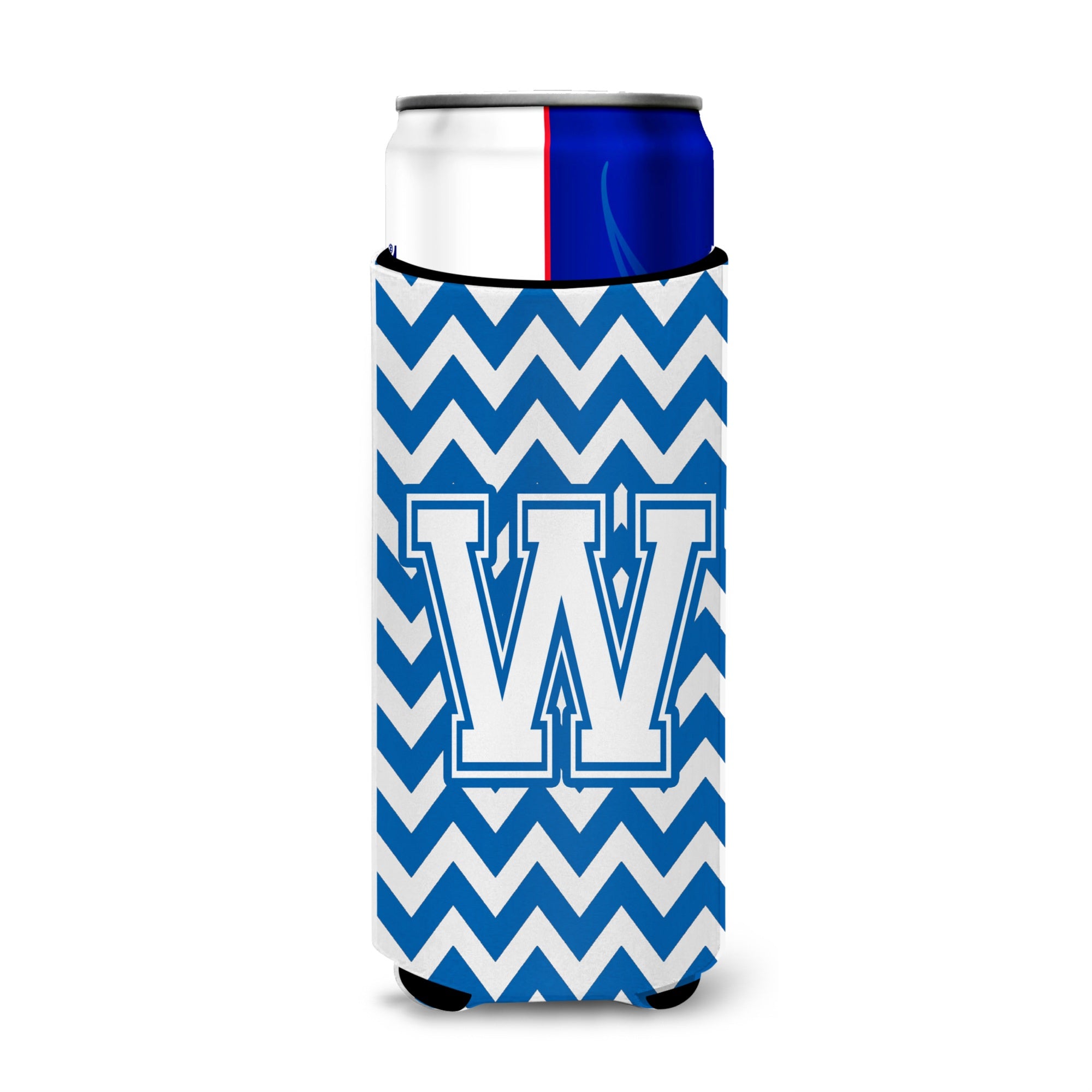 Letter W Chevron Blue And White Ultra Beverage Insulators For Slim Cans Cj1045-Wmuk