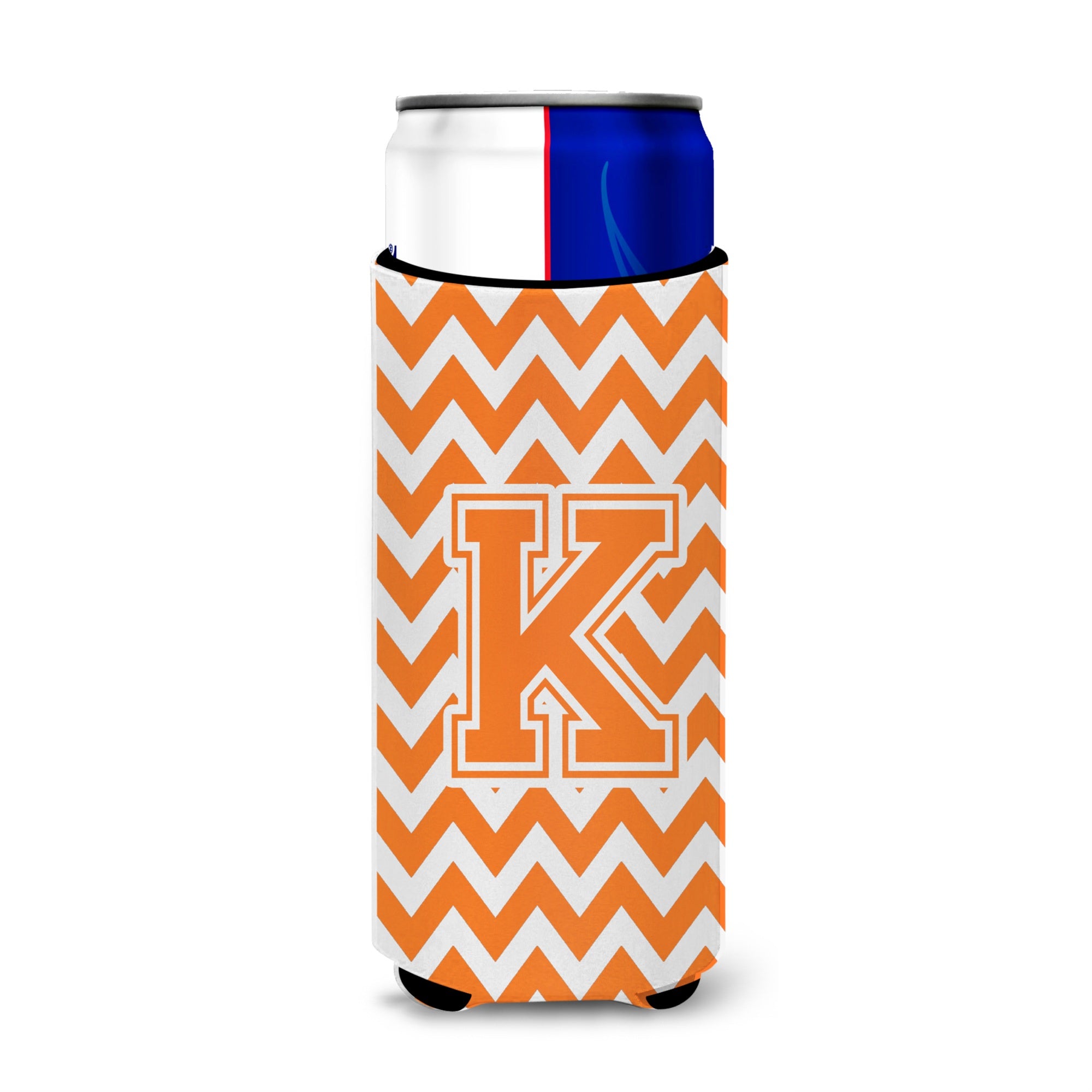 Letter K Chevron Orange And White Ultra Beverage Insulators For Slim Cans Cj1046-Kmuk