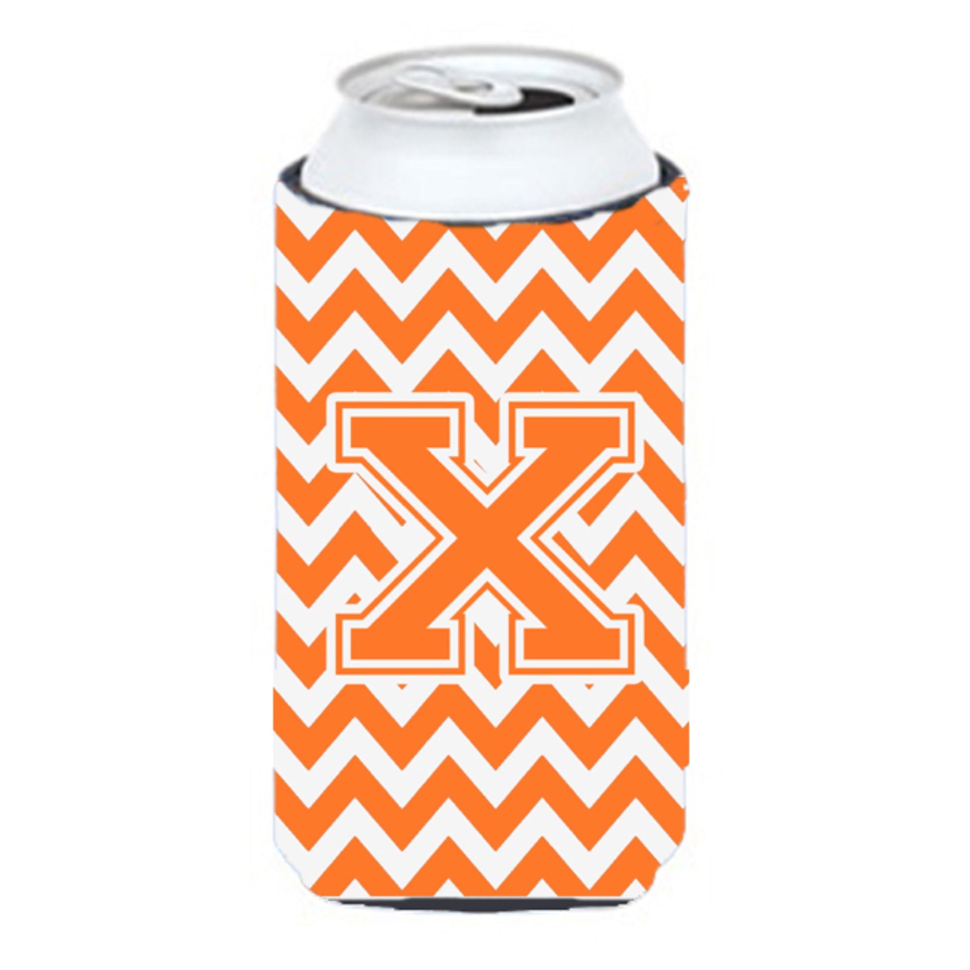 Letter X Chevron Orange And White Tall Boy Beverage Insulator Hugger Cj1046-Xtbc