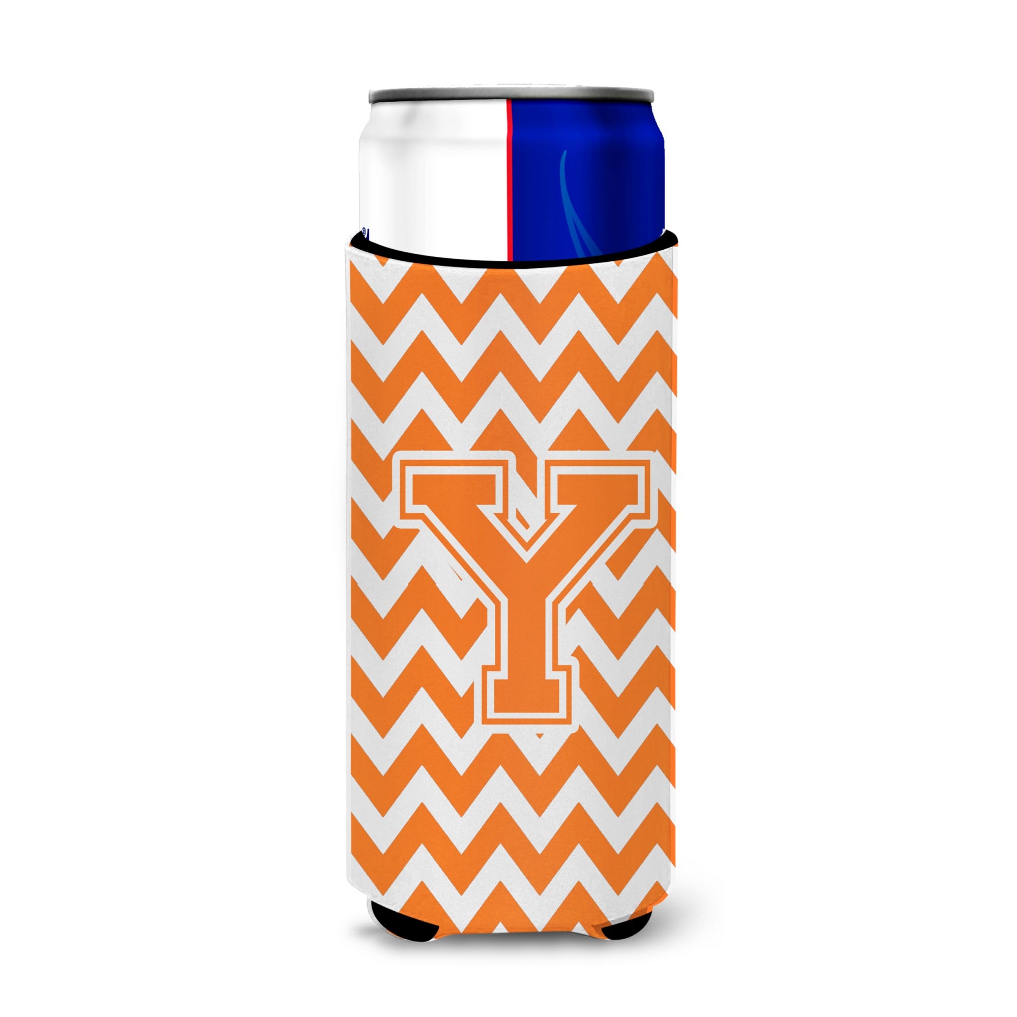 Letter Y Chevron Orange And White Ultra Beverage Insulators For Slim Cans Cj1046-Ymuk