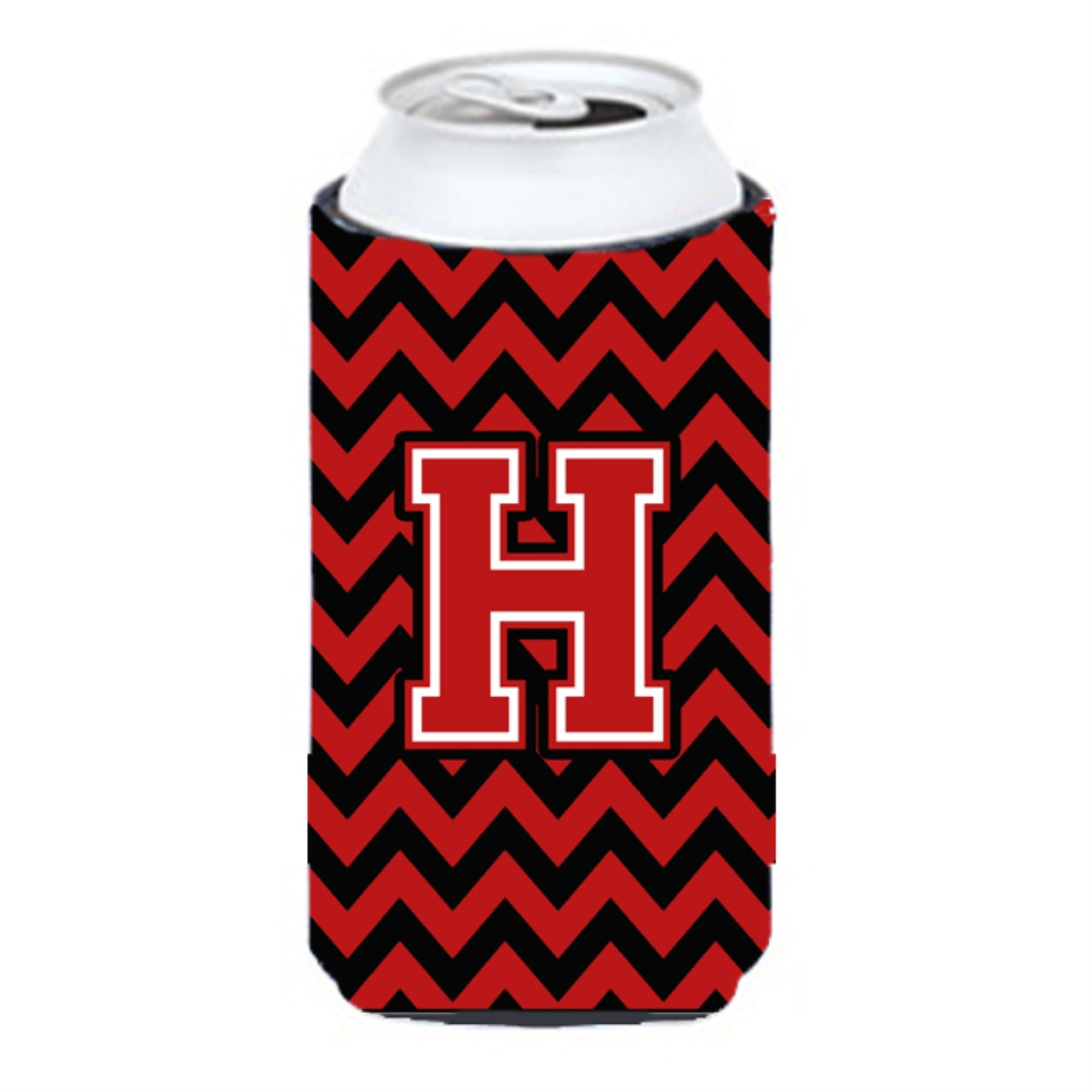 Letter H Chevron Black And Red   Tall Boy Beverage Insulator Hugger Cj1047-Htbc