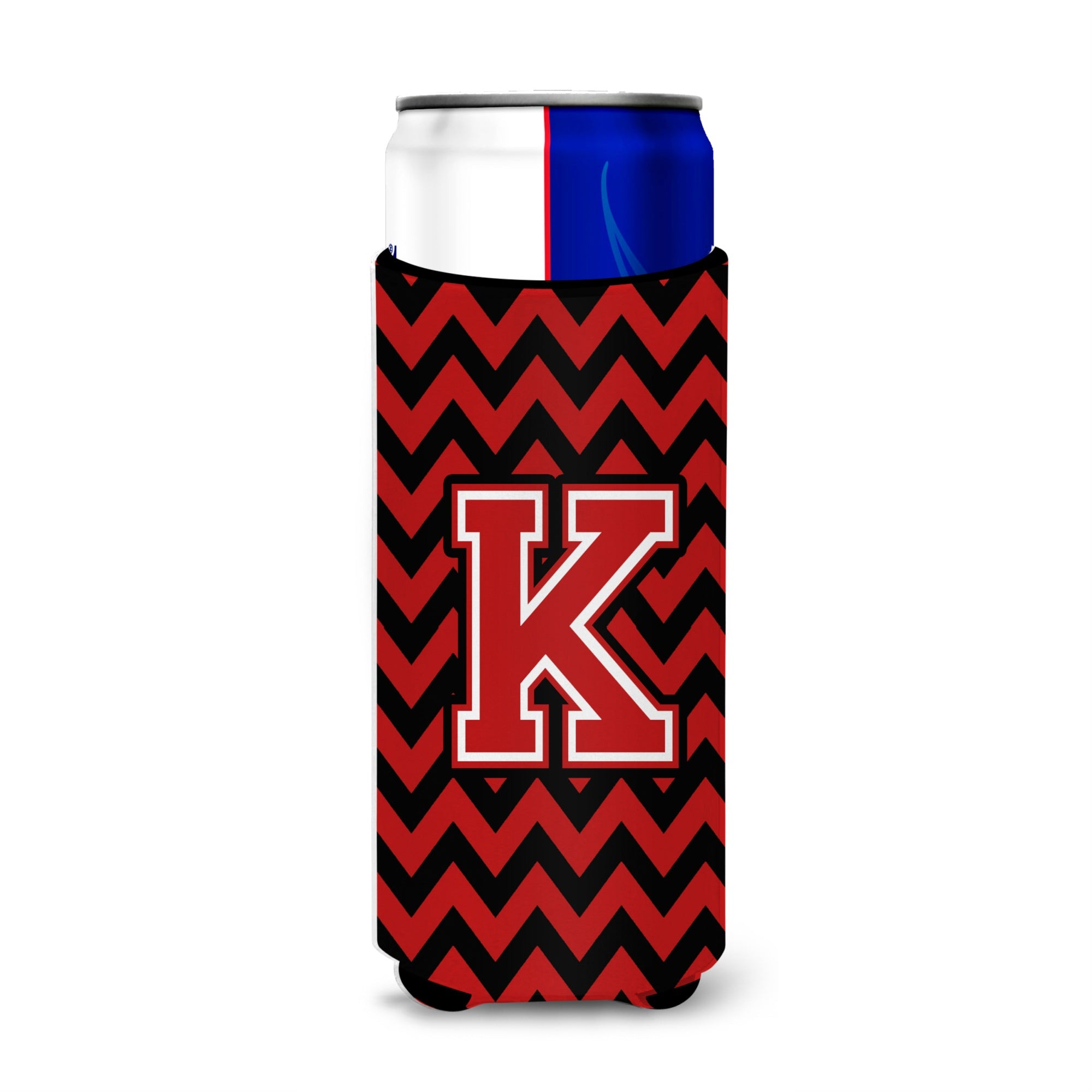 Letter K Chevron Black And Red   Ultra Beverage Insulators For Slim Cans Cj1047-Kmuk