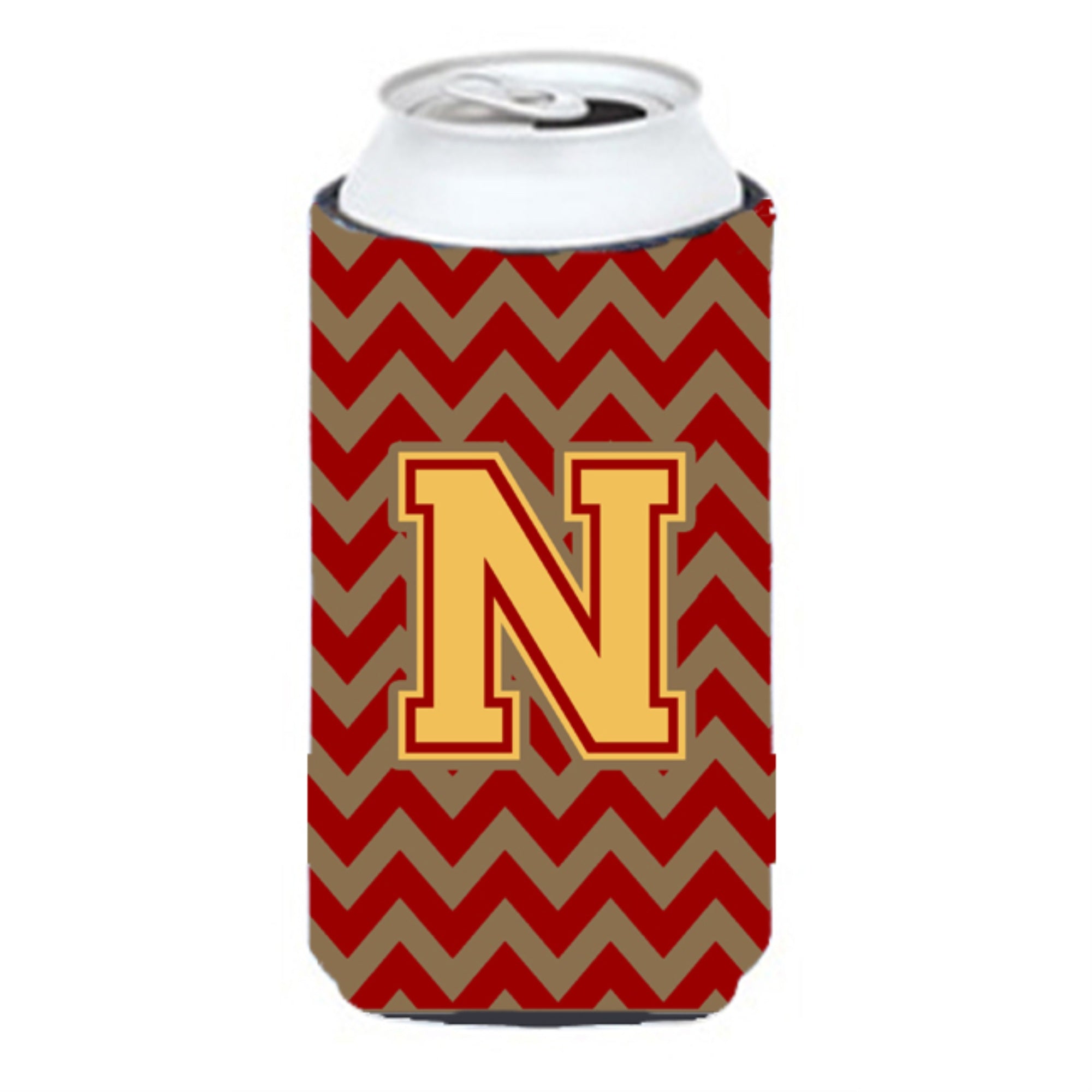 Letter N Chevron Garnet And Gold  Tall Boy Beverage Insulator Hugger Cj1048-Ntbc