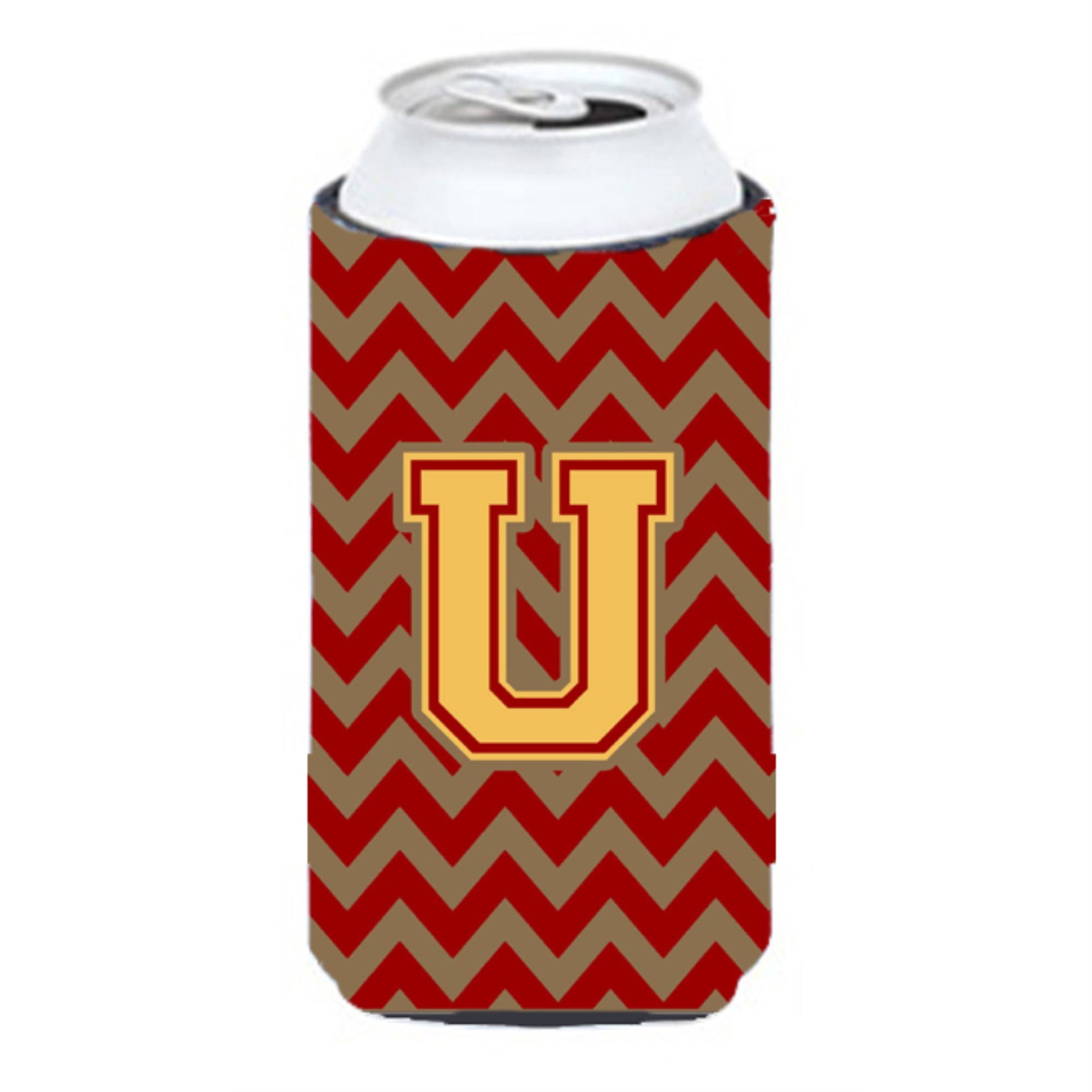 Letter U Chevron Garnet And Gold  Tall Boy Beverage Insulator Hugger Cj1048-Utbc