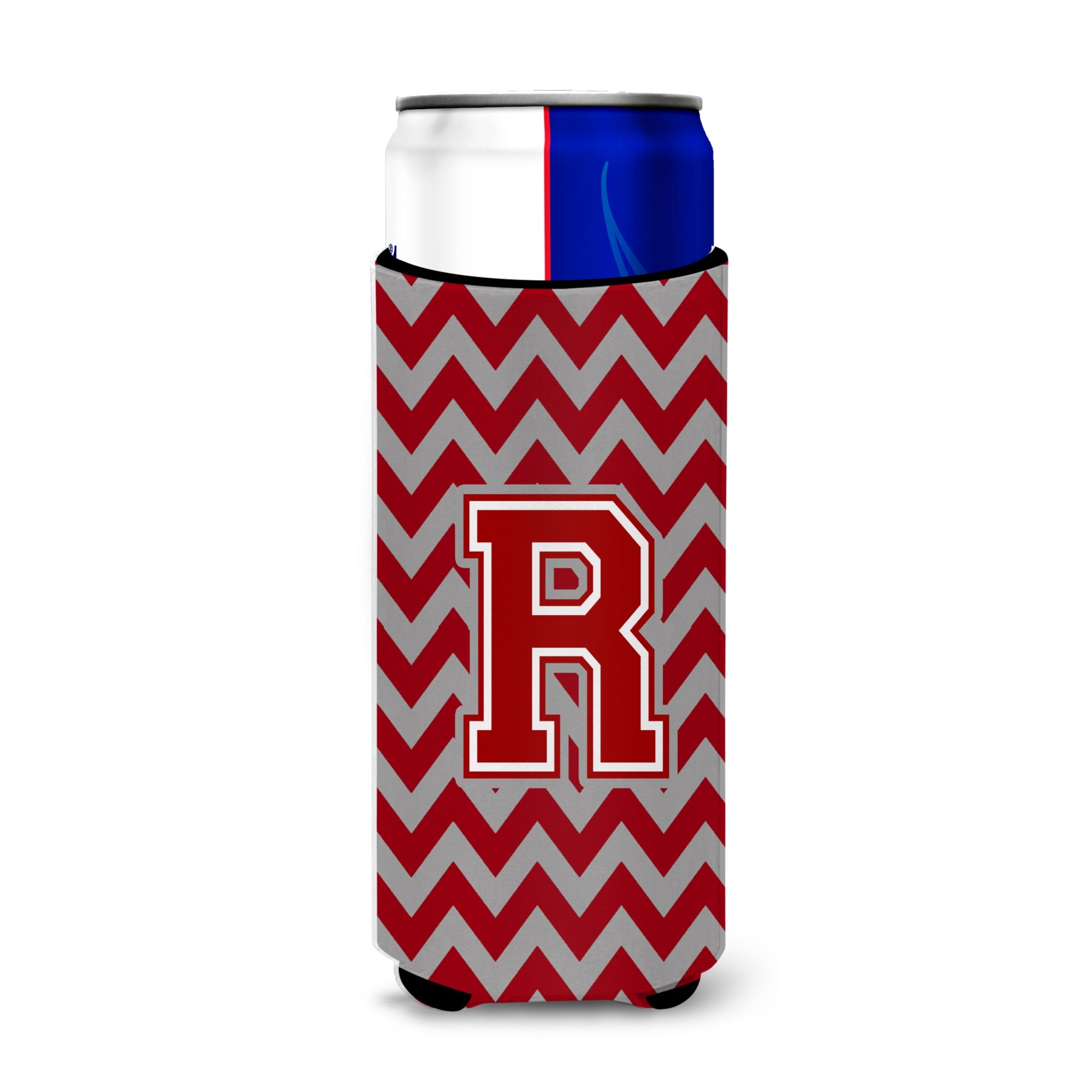 Letter R Chevron Maroon And White Ultra Beverage Insulators For Slim Cans Cj1049-Rmuk