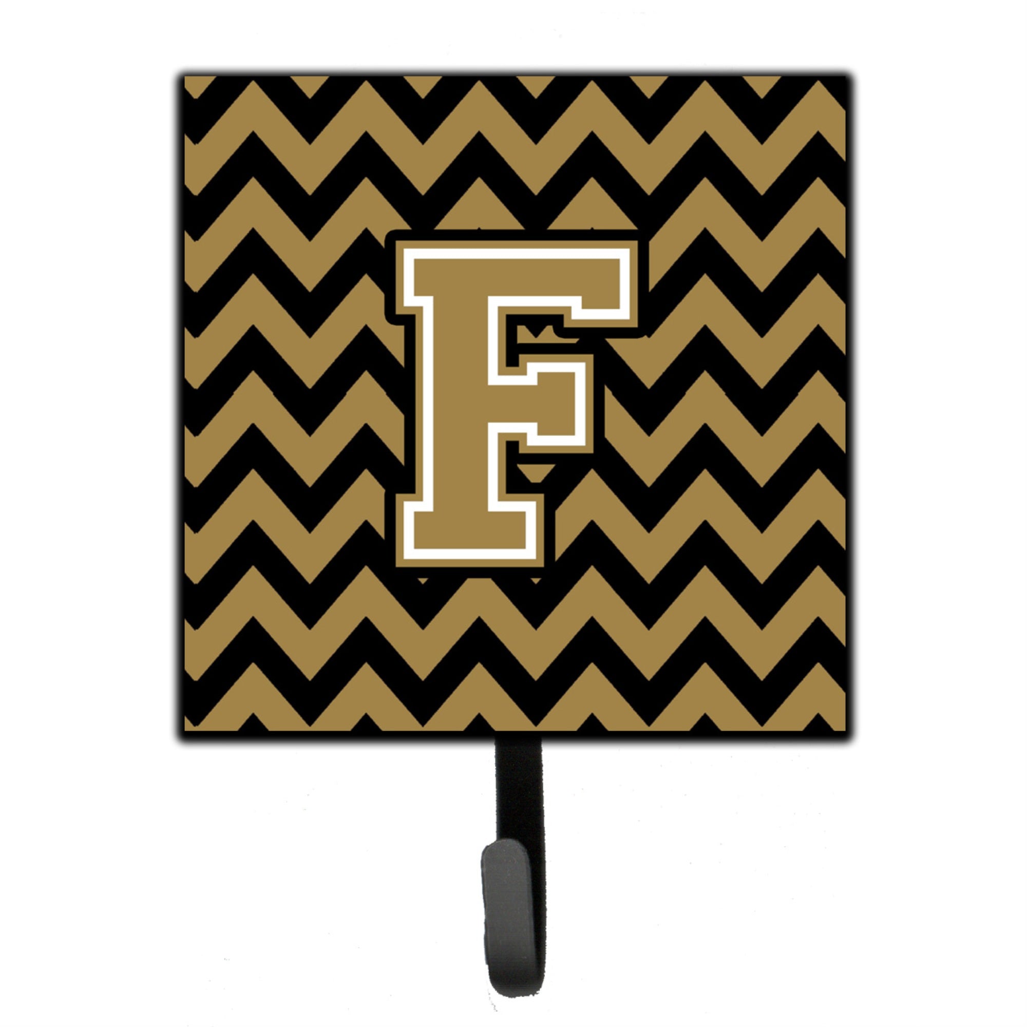 Caroline'S Treasures Letter F Chevron Black And Gold Leash Or Key Holder Cj1050-Fsh4, Small, Multicolor