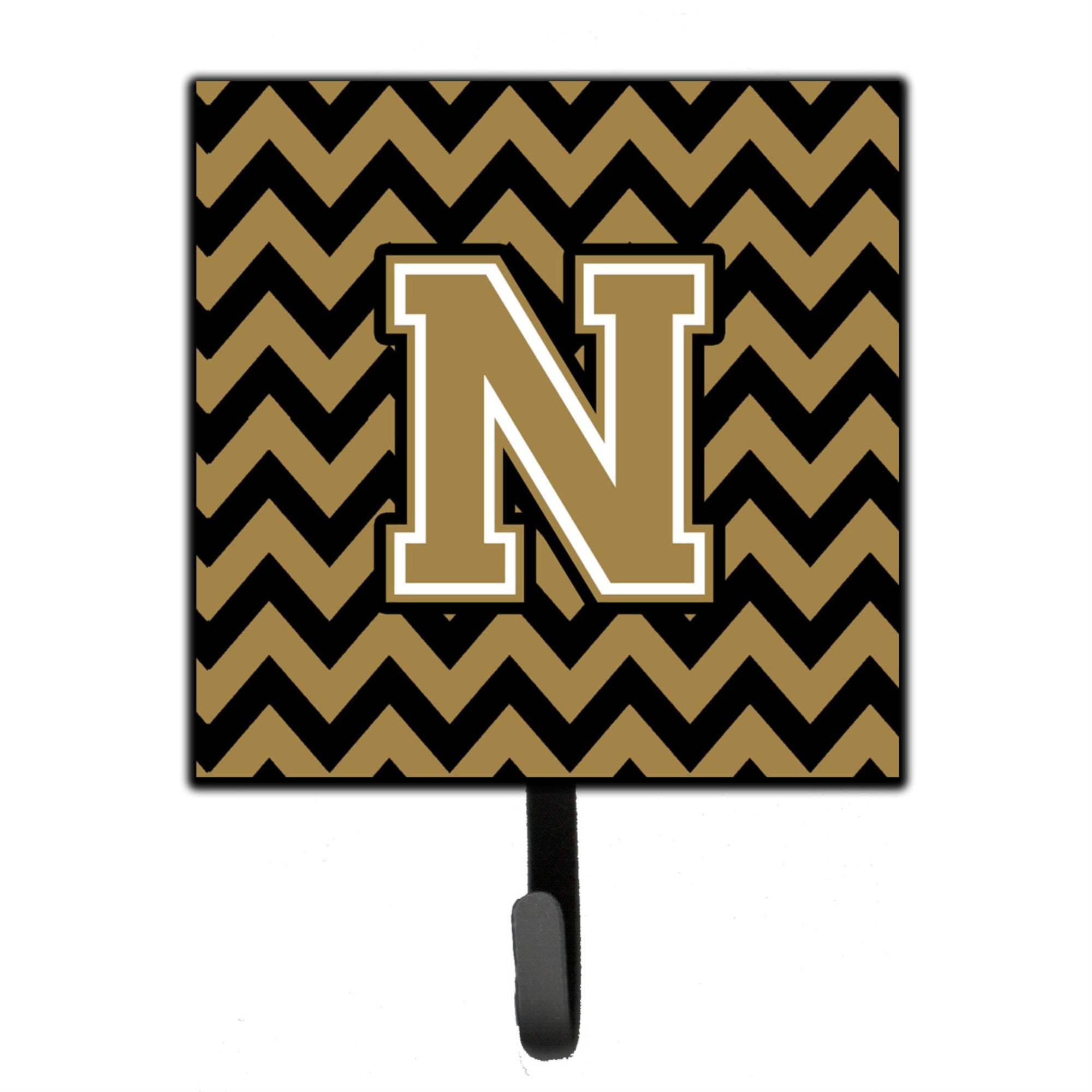 Caroline'S Treasures Letter N Chevron Black And Gold Leash Or Key Holder Cj1050-Nsh4, Small, Multicolor