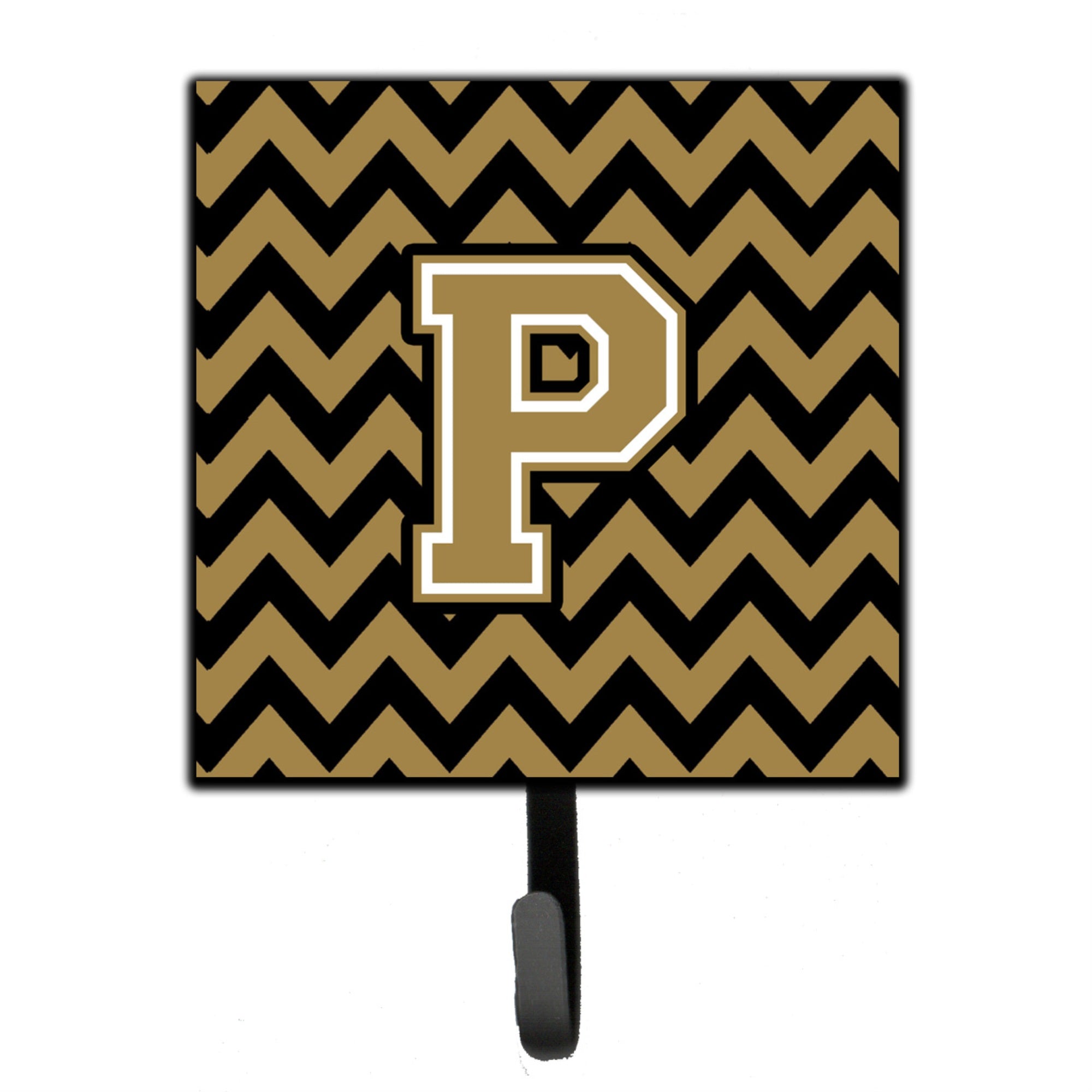 Caroline'S Treasures Letter P Chevron Black And Gold Leash Or Key Holder Cj1050-Psh4, Small, Multicolor
