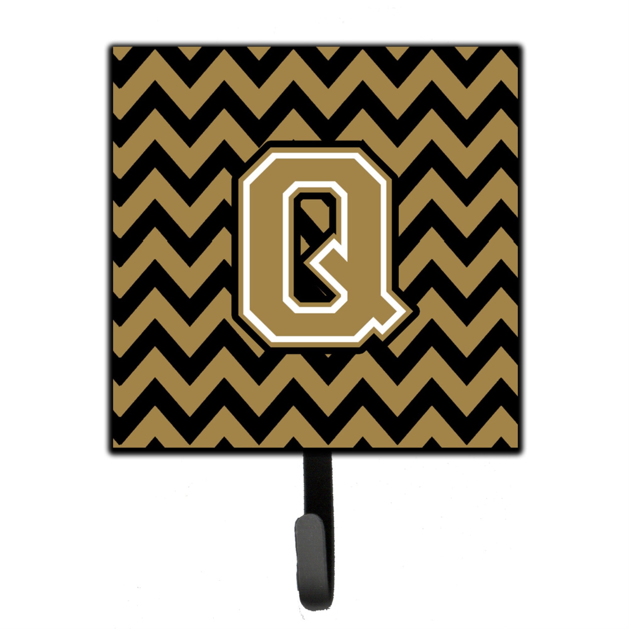 Caroline'S Treasures Letter Q Chevron Black And Gold Leash Or Key Holder Cj1050-Qsh4, Small, Multicolor