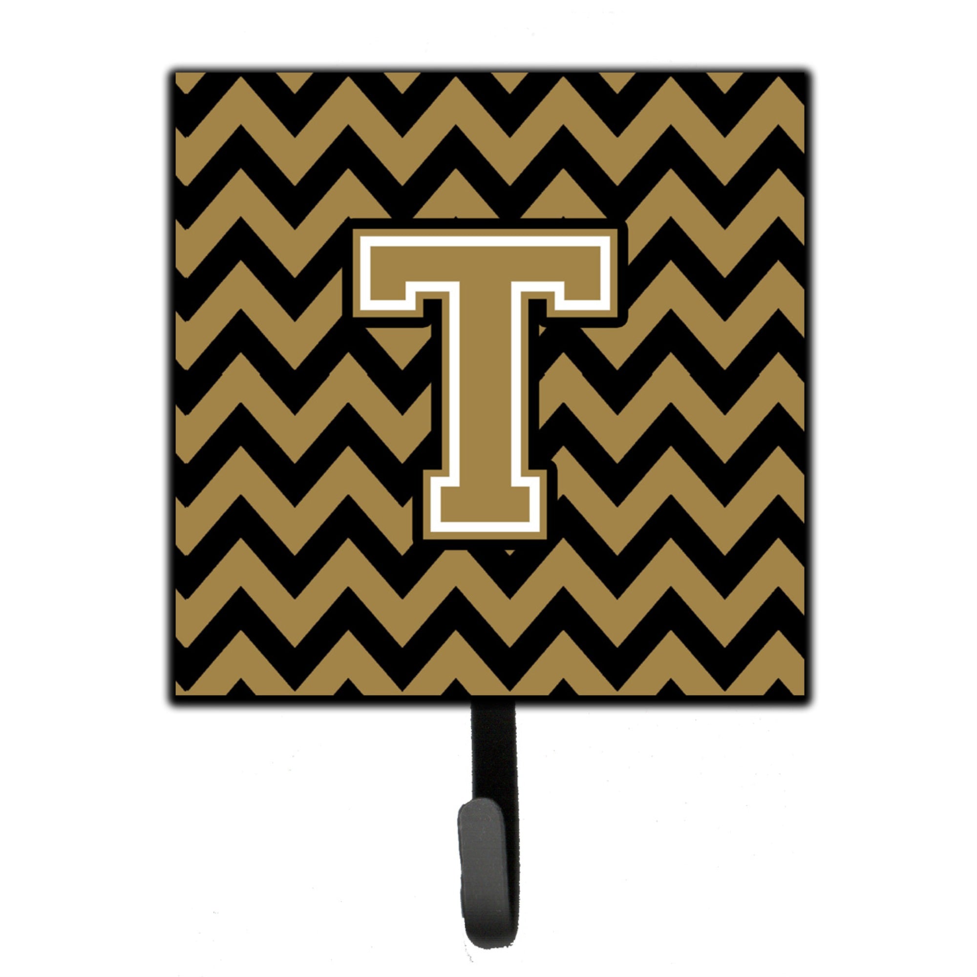 Caroline'S Treasures Letter T Chevron Black And Gold Leash Or Key Holder Cj1050-Tsh4, Small, Multicolor