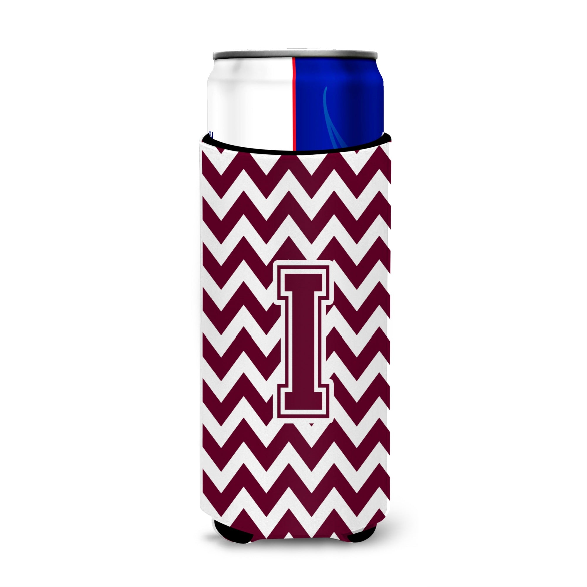 Letter I Chevron Maroon And White  Ultra Beverage Insulators For Slim Cans Cj1051-Imuk