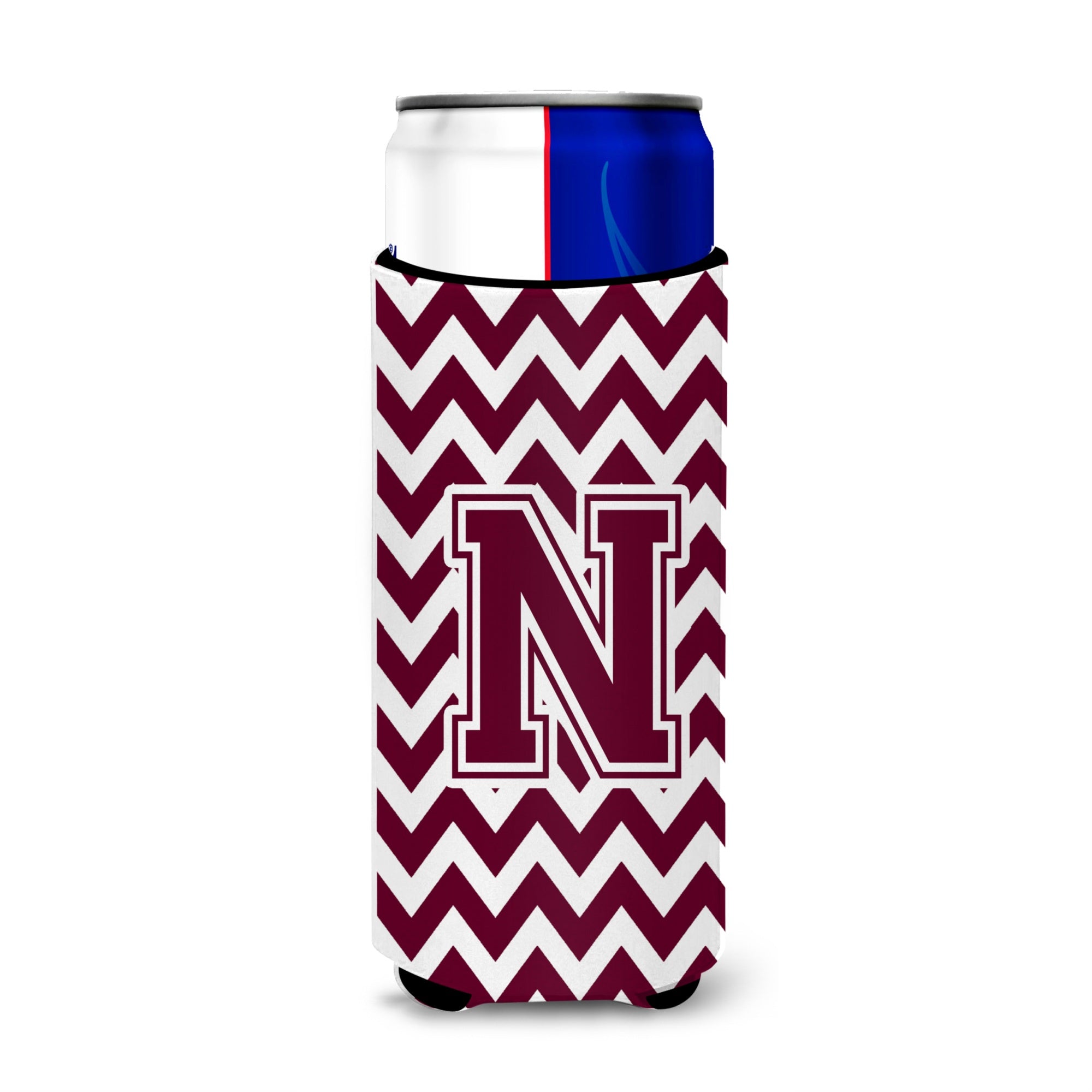 Letter N Chevron Maroon And White  Ultra Beverage Insulators For Slim Cans Cj1051-Nmuk