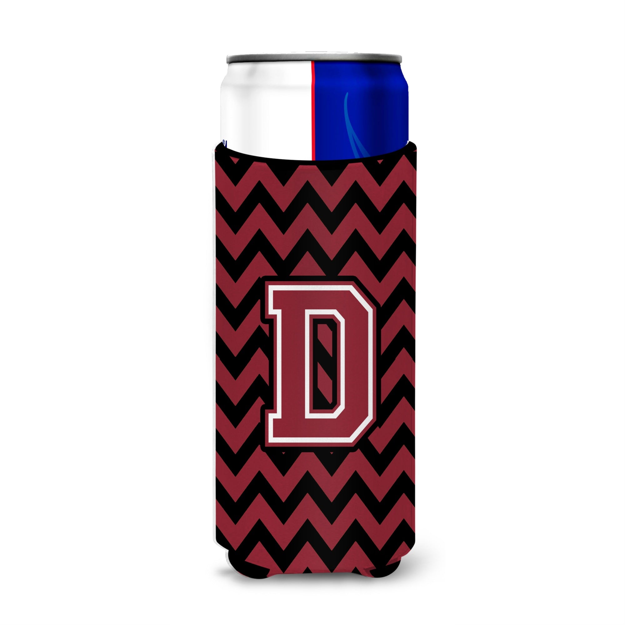 Letter D Chevron Garnet And Black  Ultra Beverage Insulators For Slim Cans Cj1052-Dmuk