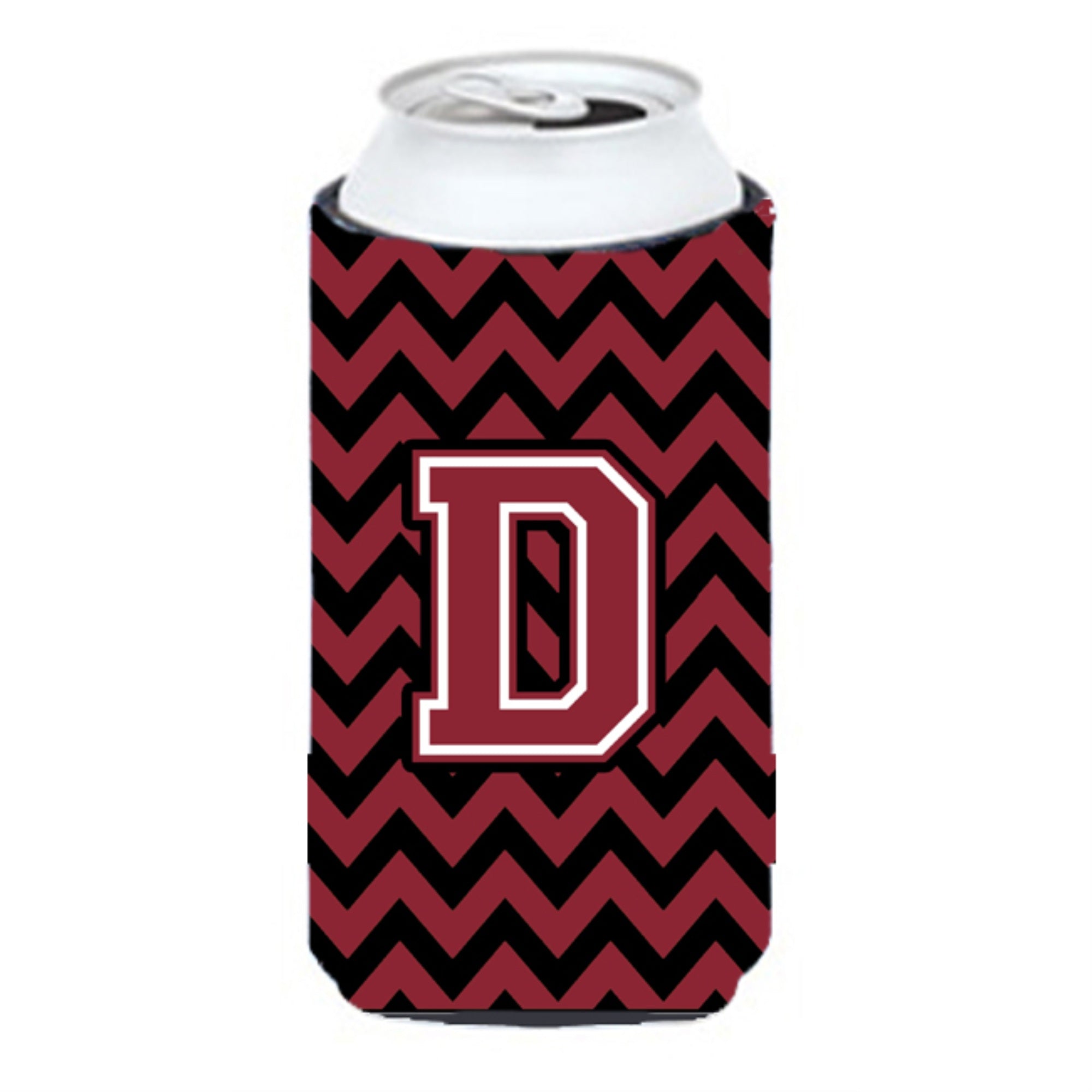 Letter D Chevron Garnet And Black  Tall Boy Beverage Insulator Hugger Cj1052-Dtbc
