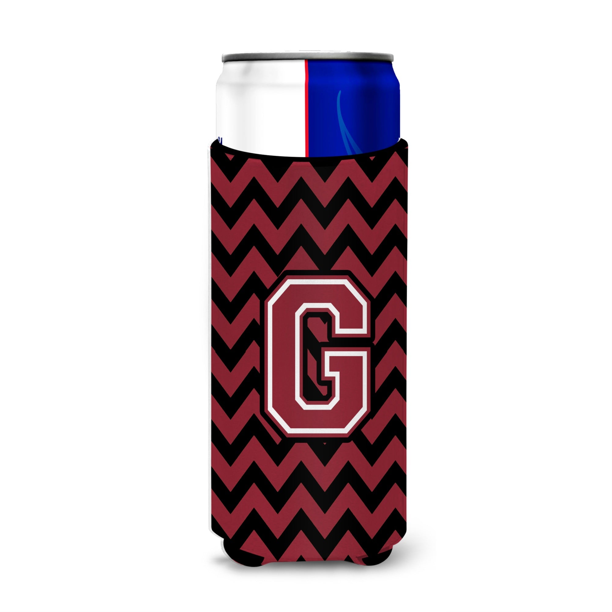 Letter G Chevron Garnet And Black  Ultra Beverage Insulators For Slim Cans Cj1052-Gmuk