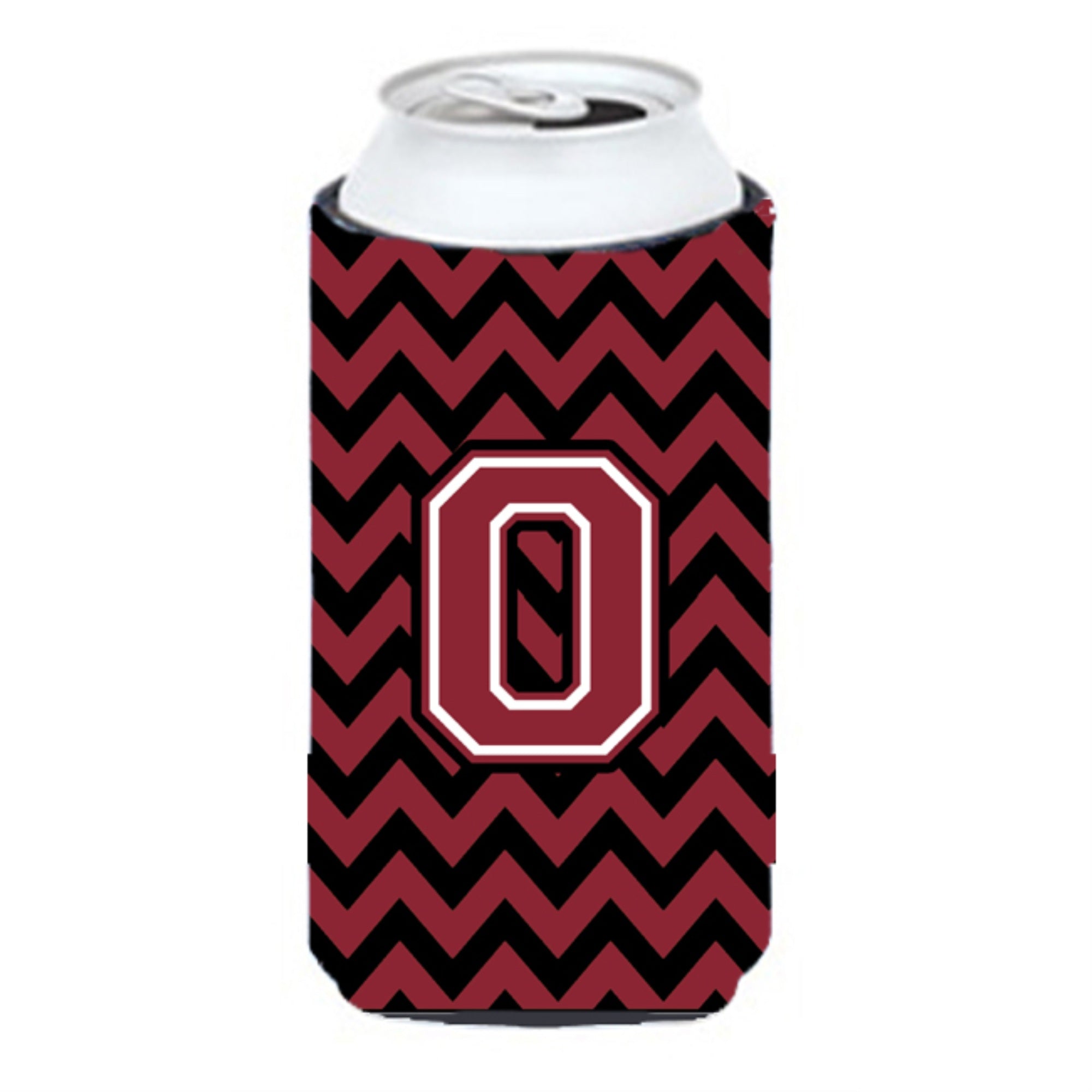 Letter O Chevron Garnet And Black  Tall Boy Beverage Insulator Hugger Cj1052-Otbc
