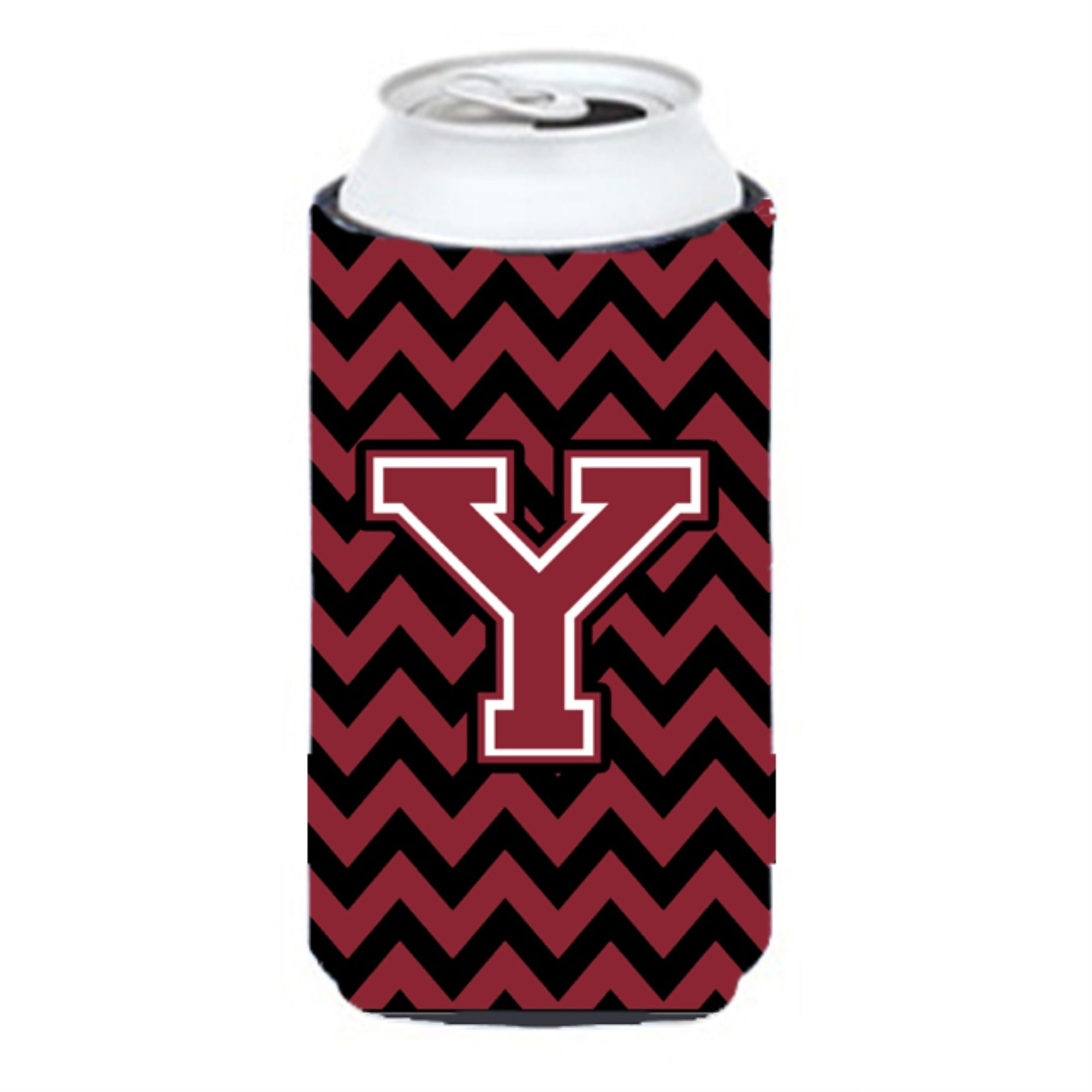Letter Y Chevron Garnet And Black  Tall Boy Beverage Insulator Hugger Cj1052-Ytbc