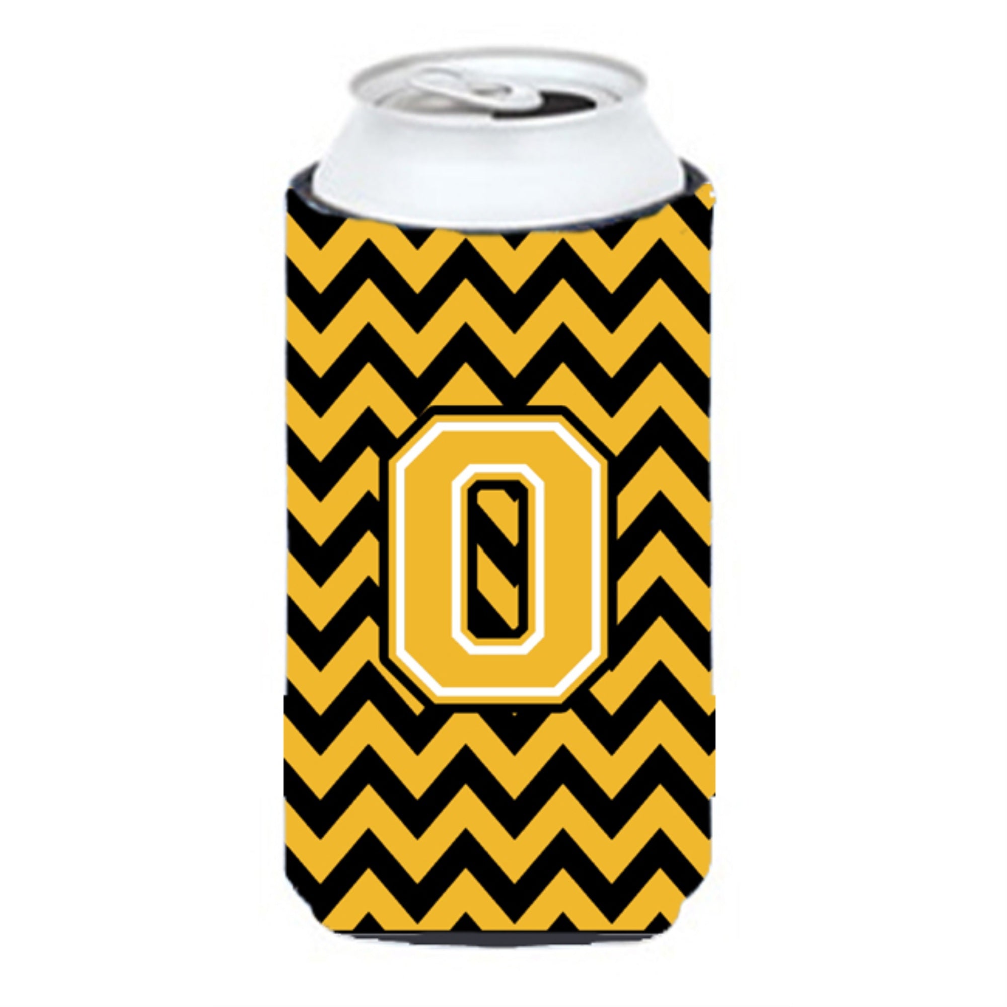 Letter O Chevron Black And Gold Tall Boy Beverage Insulator Hugger Cj1053-Otbc