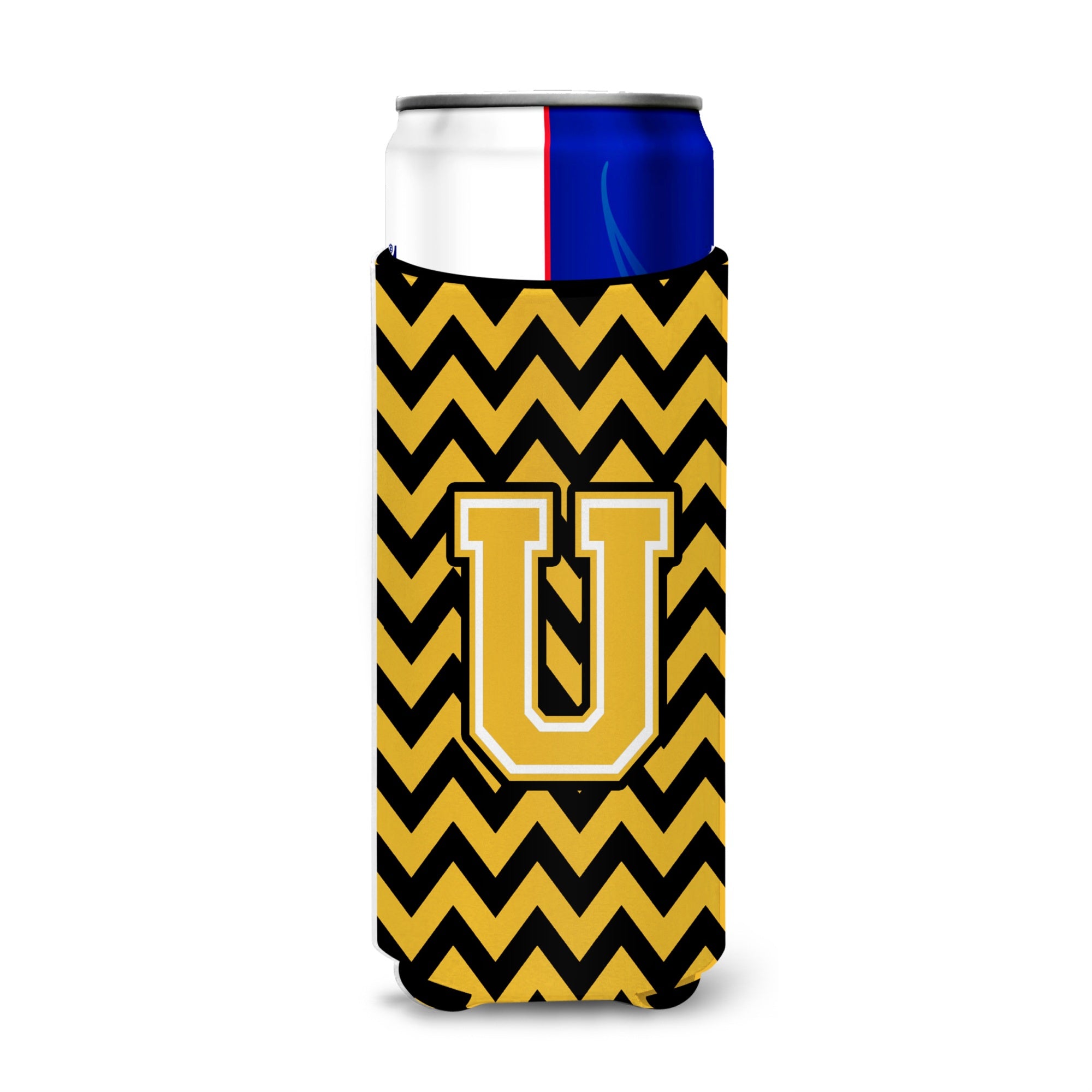Letter U Chevron Black And Gold Ultra Beverage Insulators For Slim Cans Cj1053-Umuk