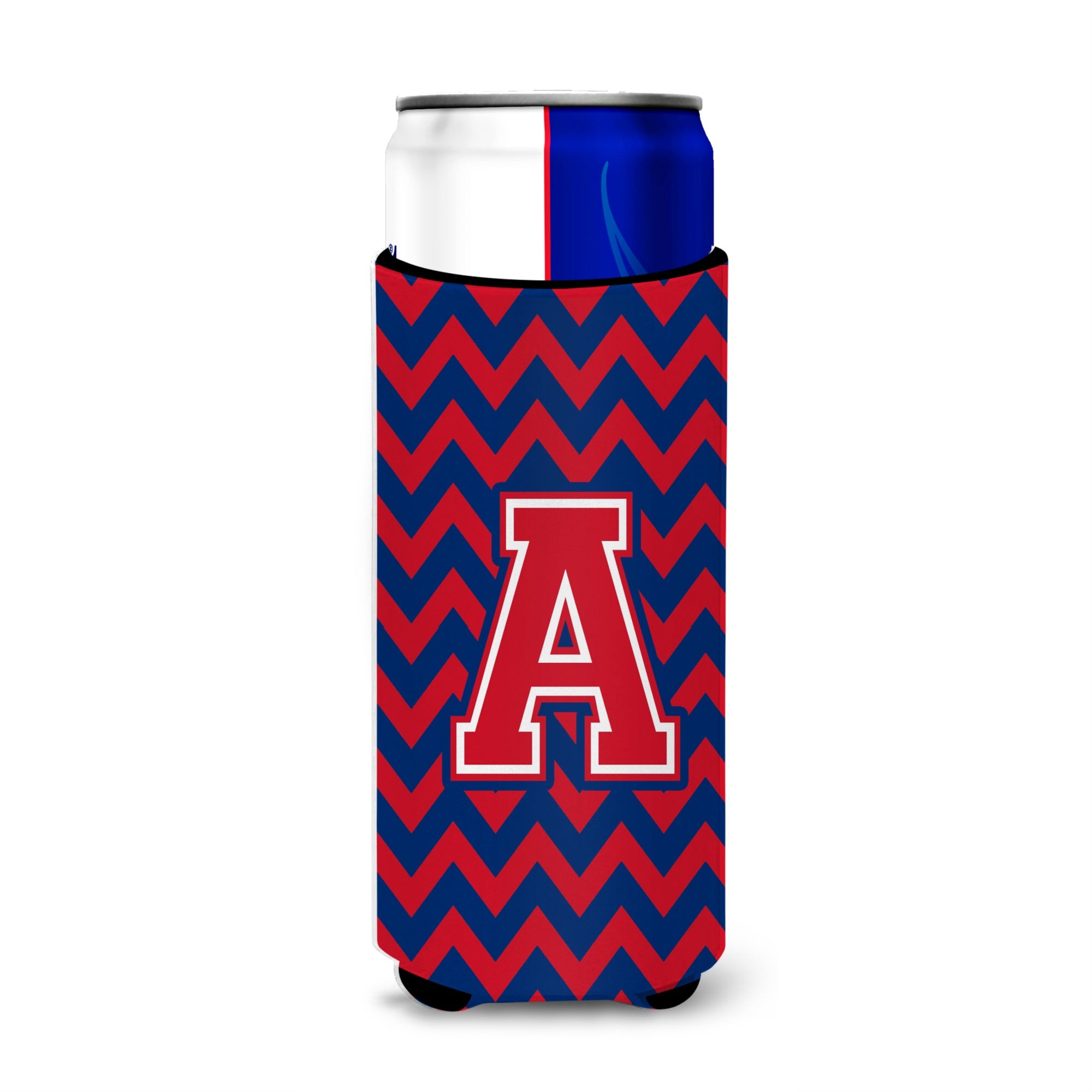 Letter A Chevron Yale Blue And Crimson Ultra Beverage Insulators For Slim Cans Cj1054-Amuk