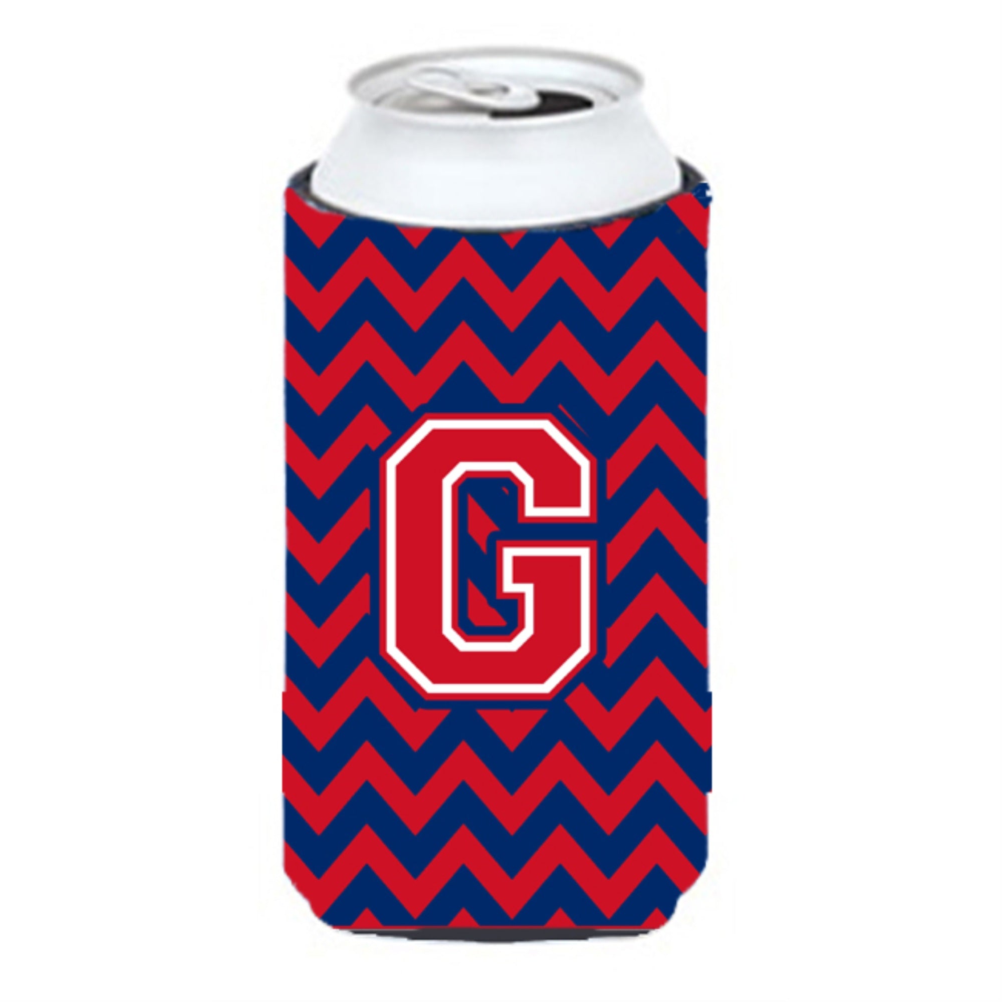 Letter G Chevron Yale Blue And Crimson Tall Boy Beverage Insulator Hugger Cj1054-Gtbc