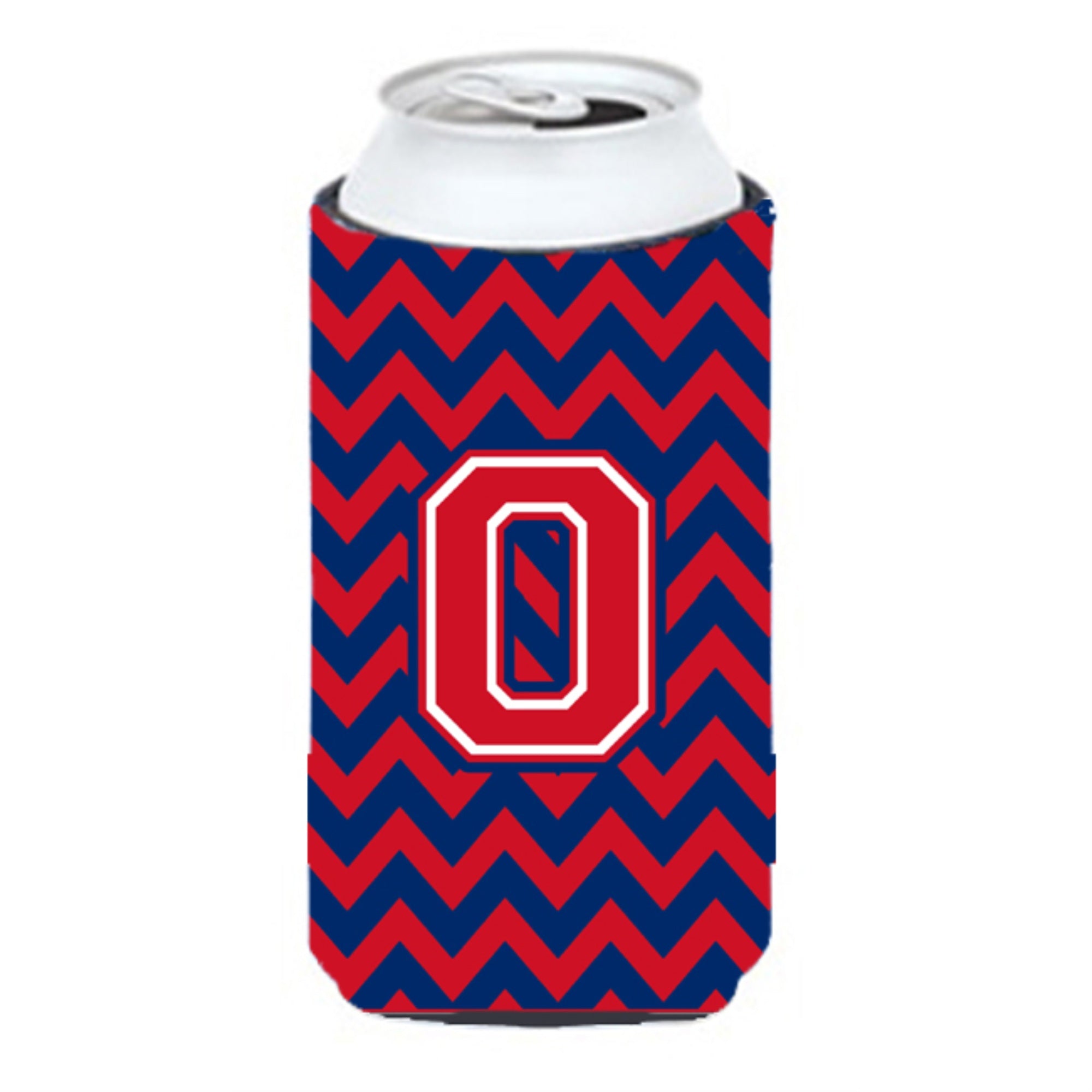 Letter O Chevron  Yale Blue And Crimson Tall Boy Beverage Insulator Hugger Cj1054-Otbc