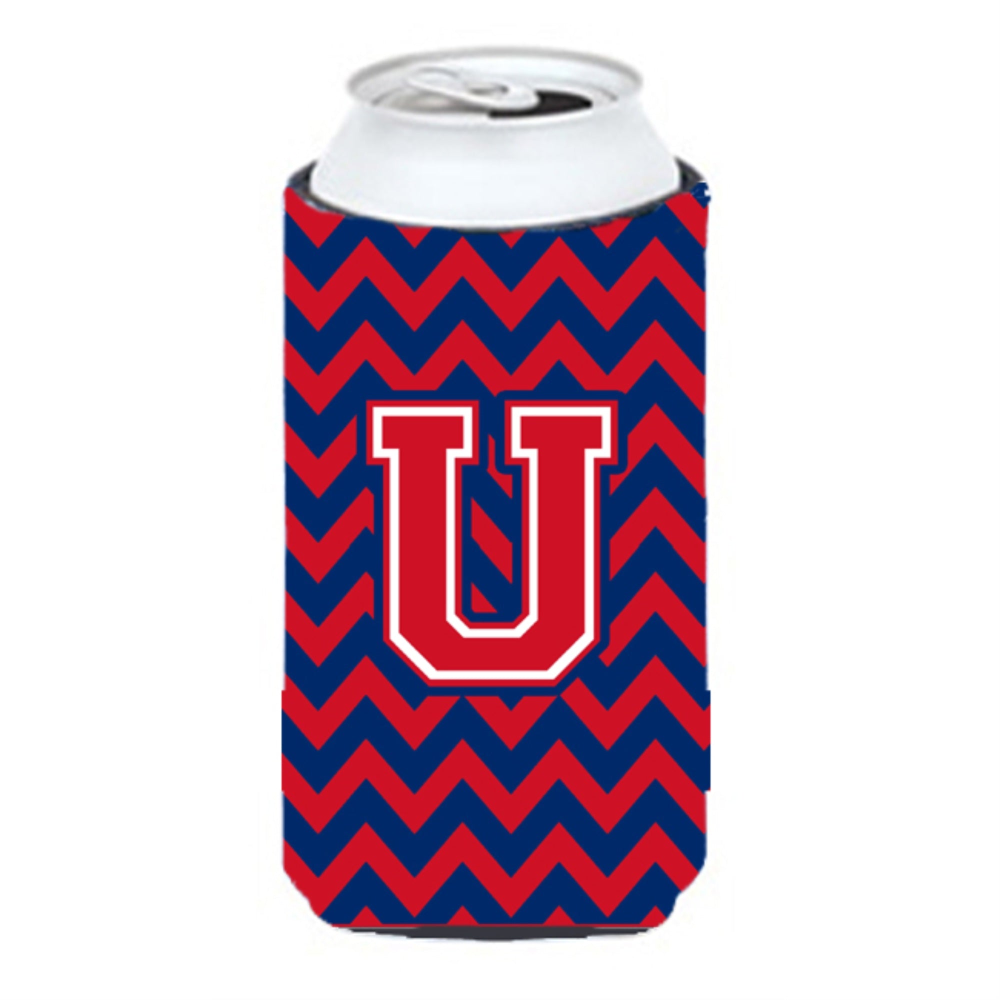 Letter U Chevron Yale Blue And Crimson Tall Boy Beverage Insulator Hugger Cj1054-Utbc