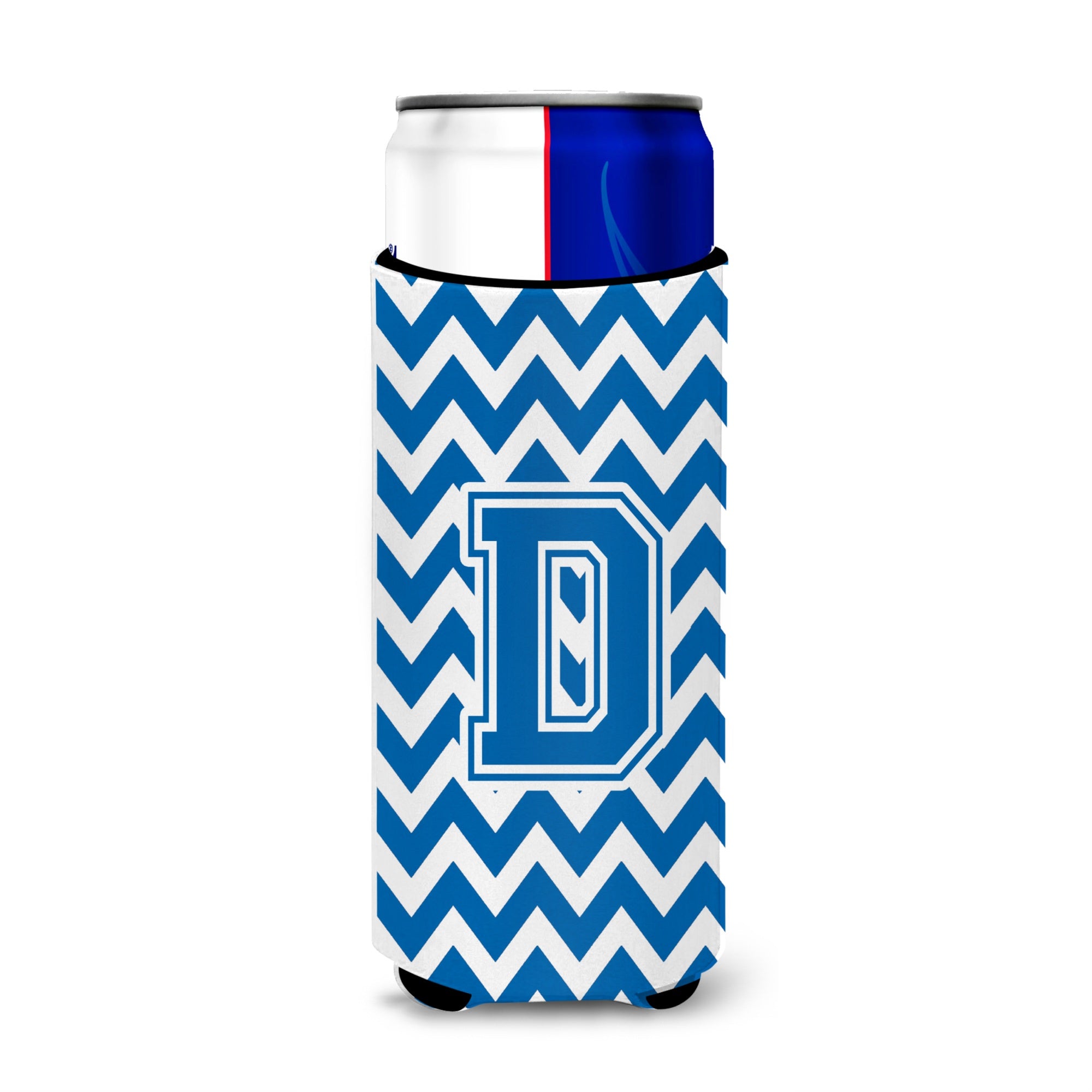 Letter D Chevron Blue And White Ultra Beverage Insulators For Slim Cans Cj1056-Dmuk