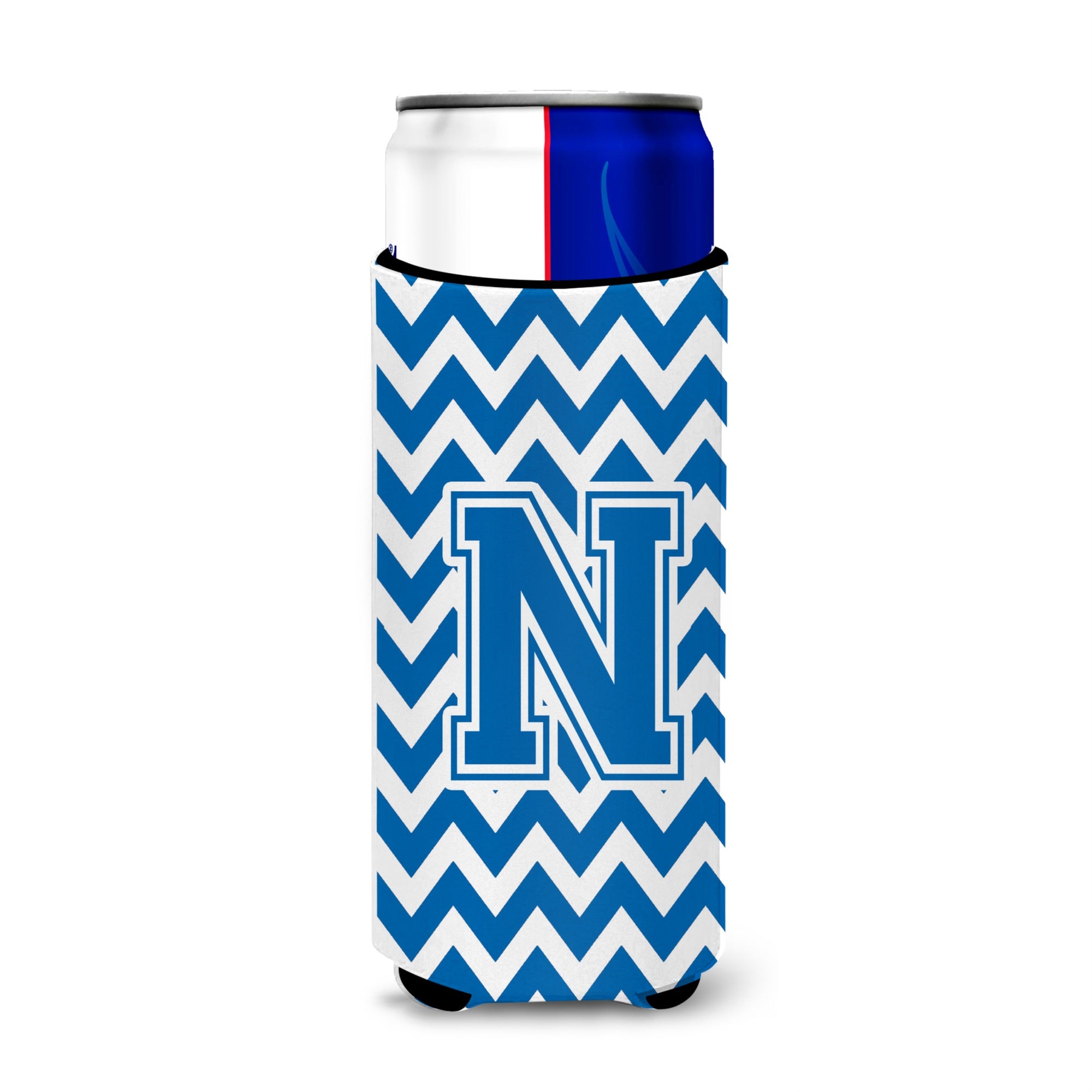Letter N Chevron Blue And White Ultra Beverage Insulators For Slim Cans Cj1056-Nmuk