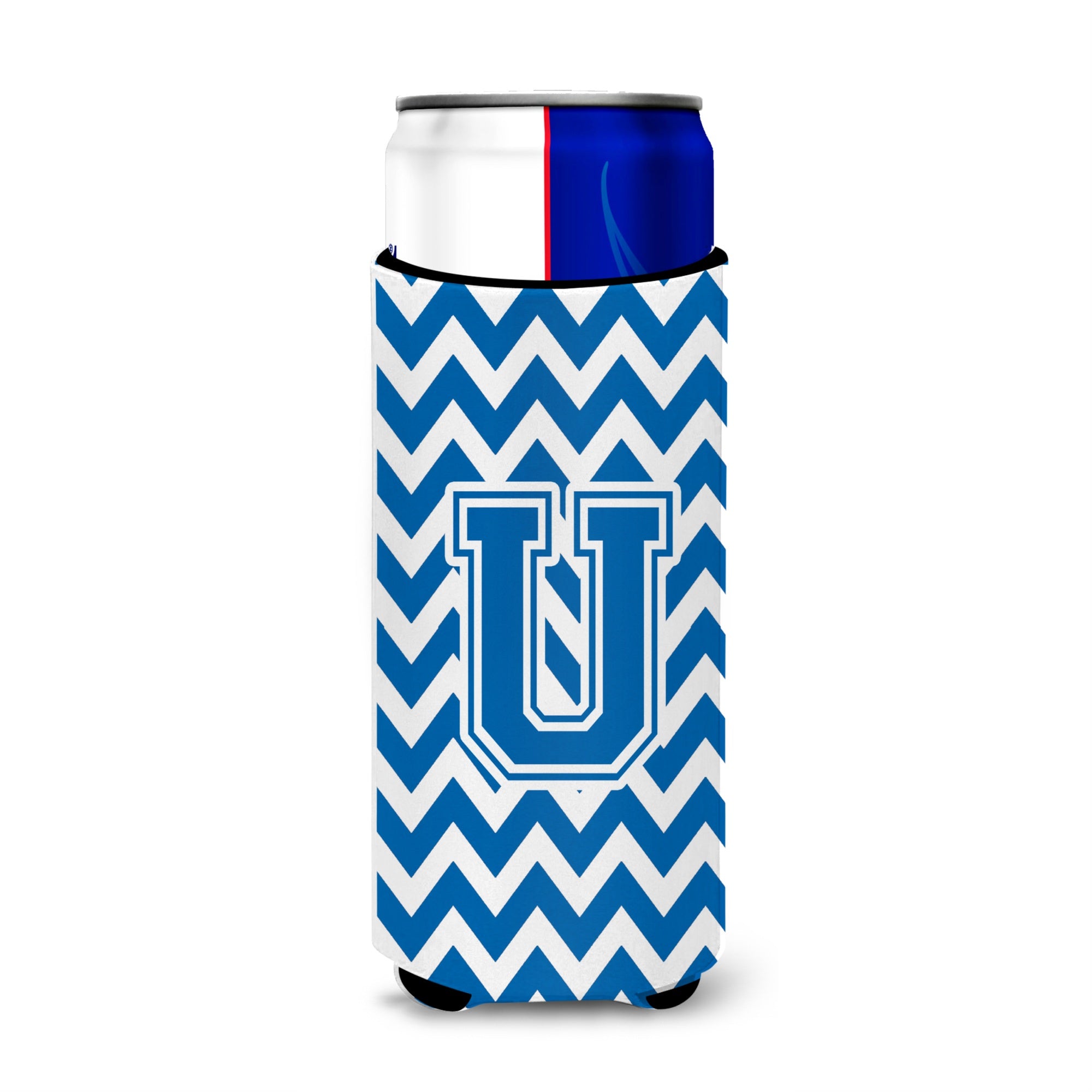 Letter U Chevron Blue And White Ultra Beverage Insulators For Slim Cans Cj1056-Umuk
