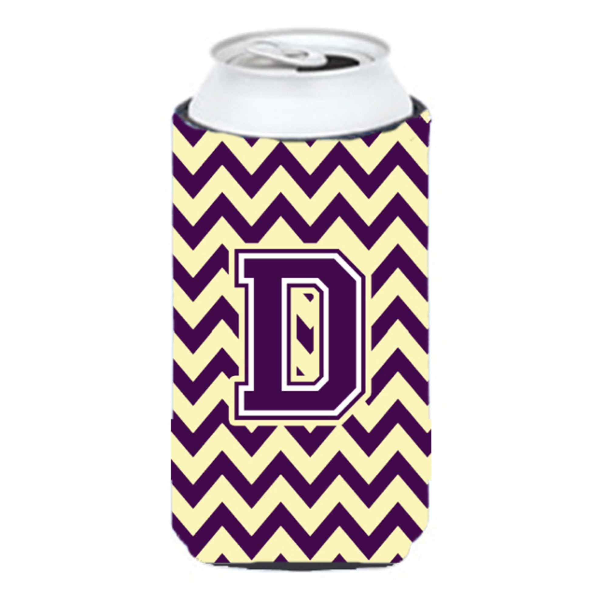 Letter D Chevron Purple And Gold Tall Boy Beverage Insulator Hugger Cj1058-Dtbc