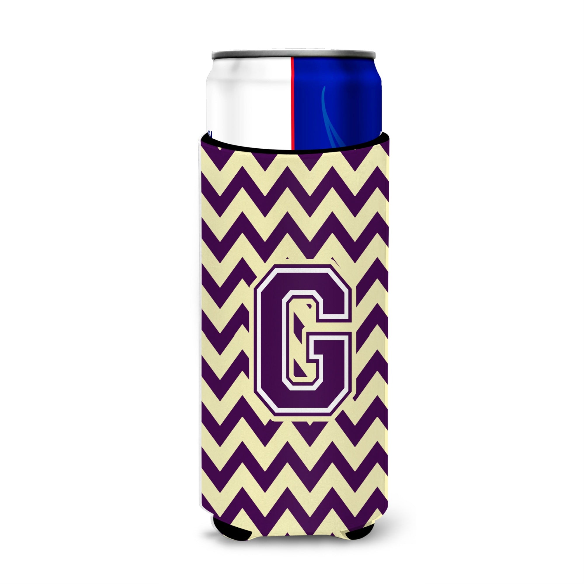 Letter G Chevron Purple And Gold Ultra Beverage Insulators For Slim Cans Cj1058-Gmuk