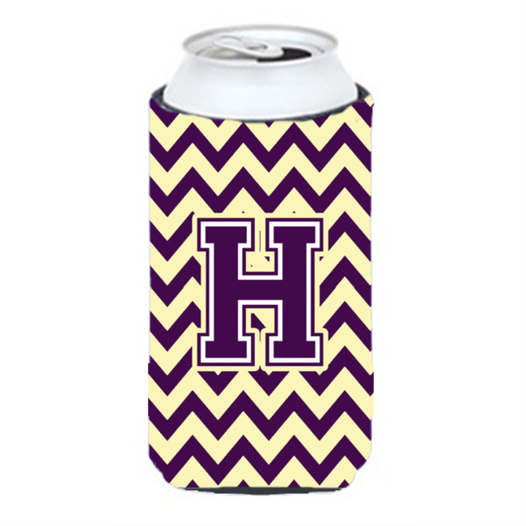 Letter H Chevron Purple And Gold Tall Boy Beverage Insulator Hugger Cj1058-Htbc