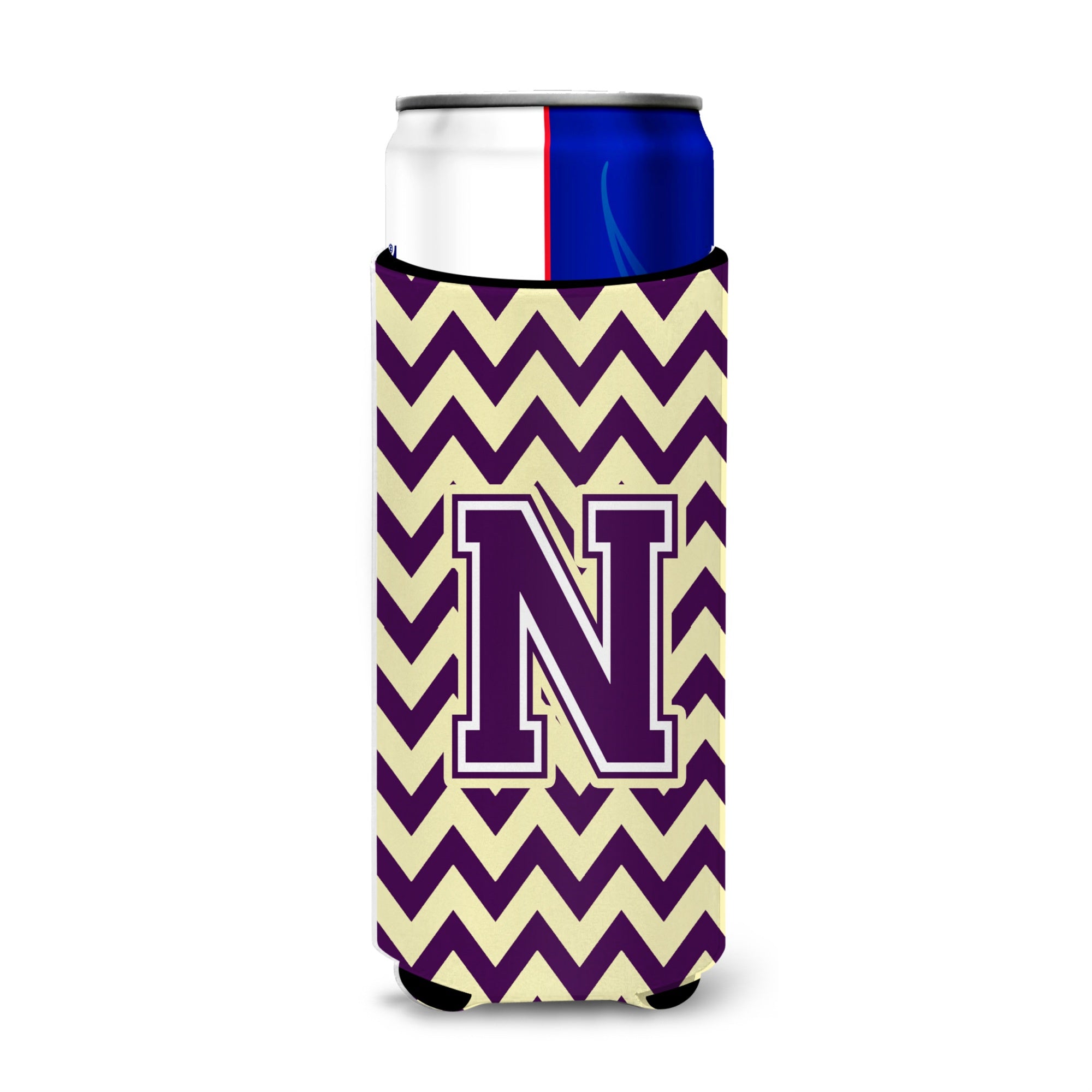 Letter N Chevron Purple And Gold Ultra Beverage Insulators For Slim Cans Cj1058-Nmuk