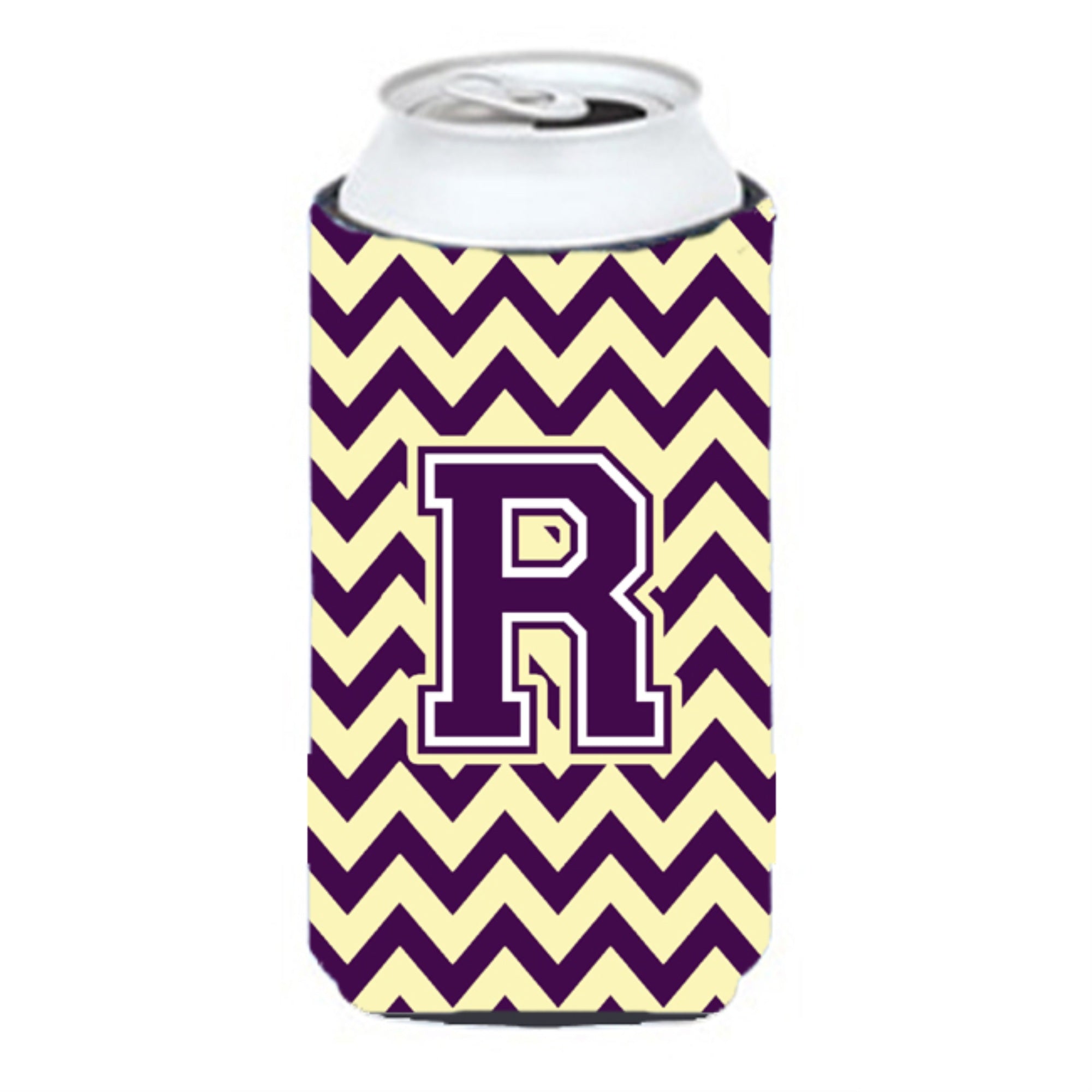 Letter R Chevron Purple And Gold Tall Boy Beverage Insulator Hugger Cj1058-Rtbc