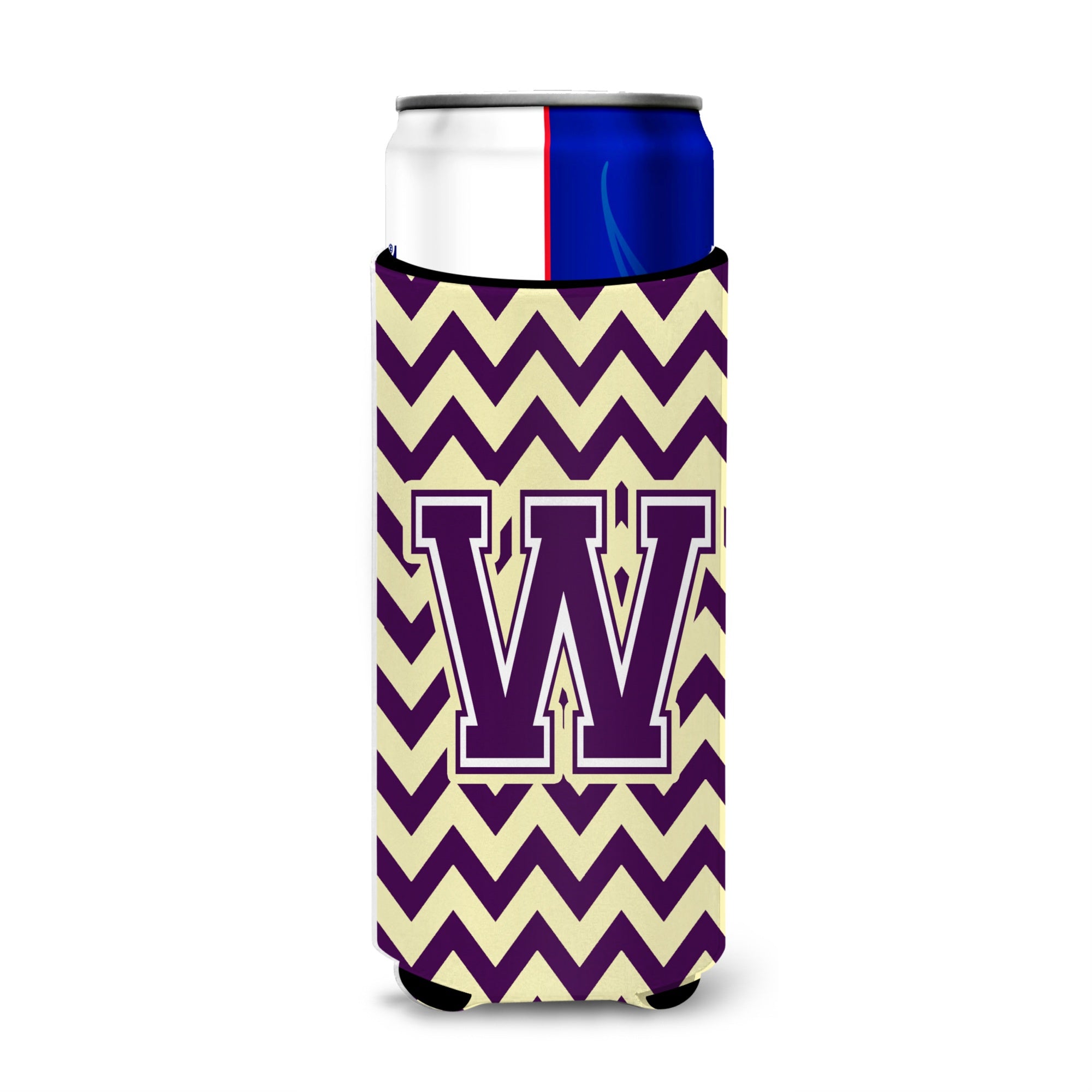 Letter W Chevron Purple And Gold Ultra Beverage Insulators For Slim Cans Cj1058-Wmuk