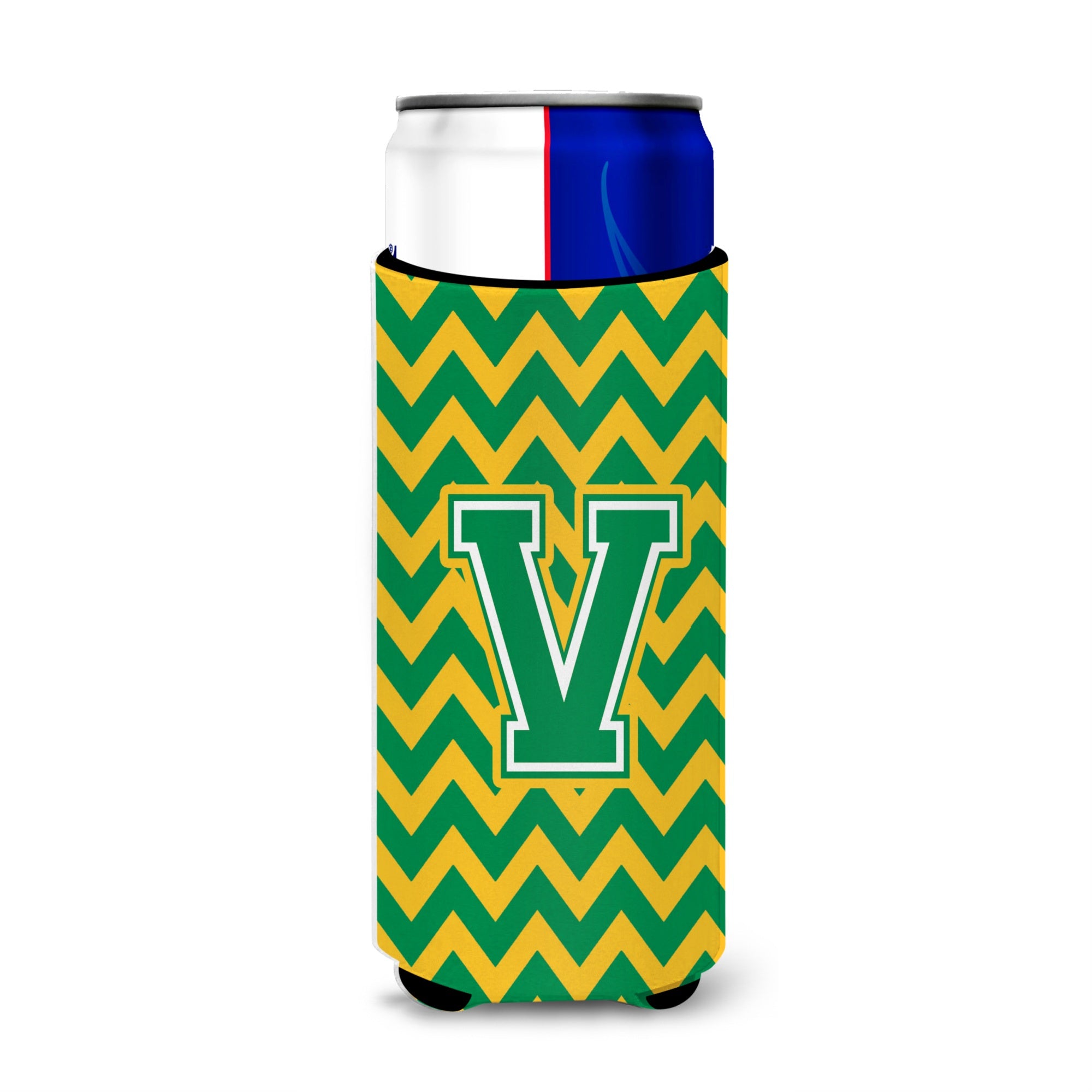 Letter V Chevron Green And Gold Ultra Beverage Insulators For Slim Cans Cj1059-Vmuk