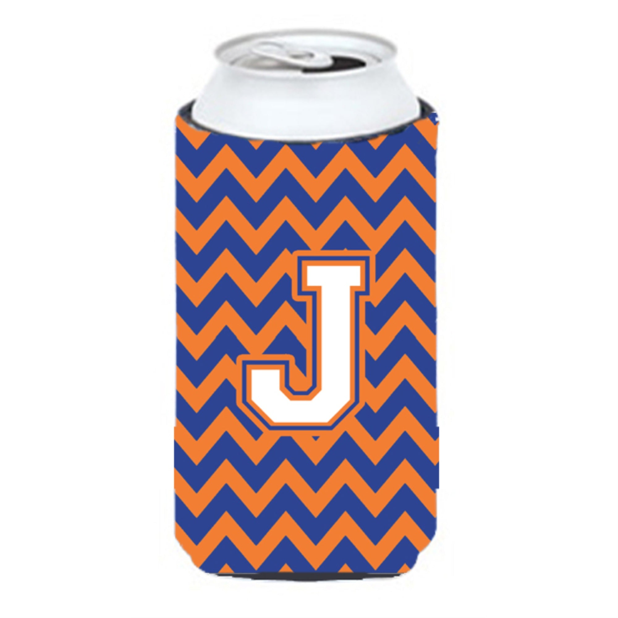 Letter J Chevron Blue And Orange Tall Boy Beverage Insulator Hugger Cj1060-Jtbc