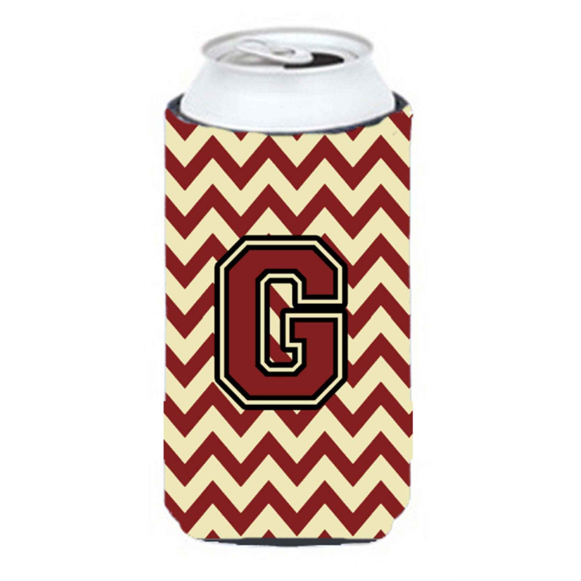 Letter G Chevron Maroon And Gold Tall Boy Beverage Insulator Hugger Cj1061-Gtbc