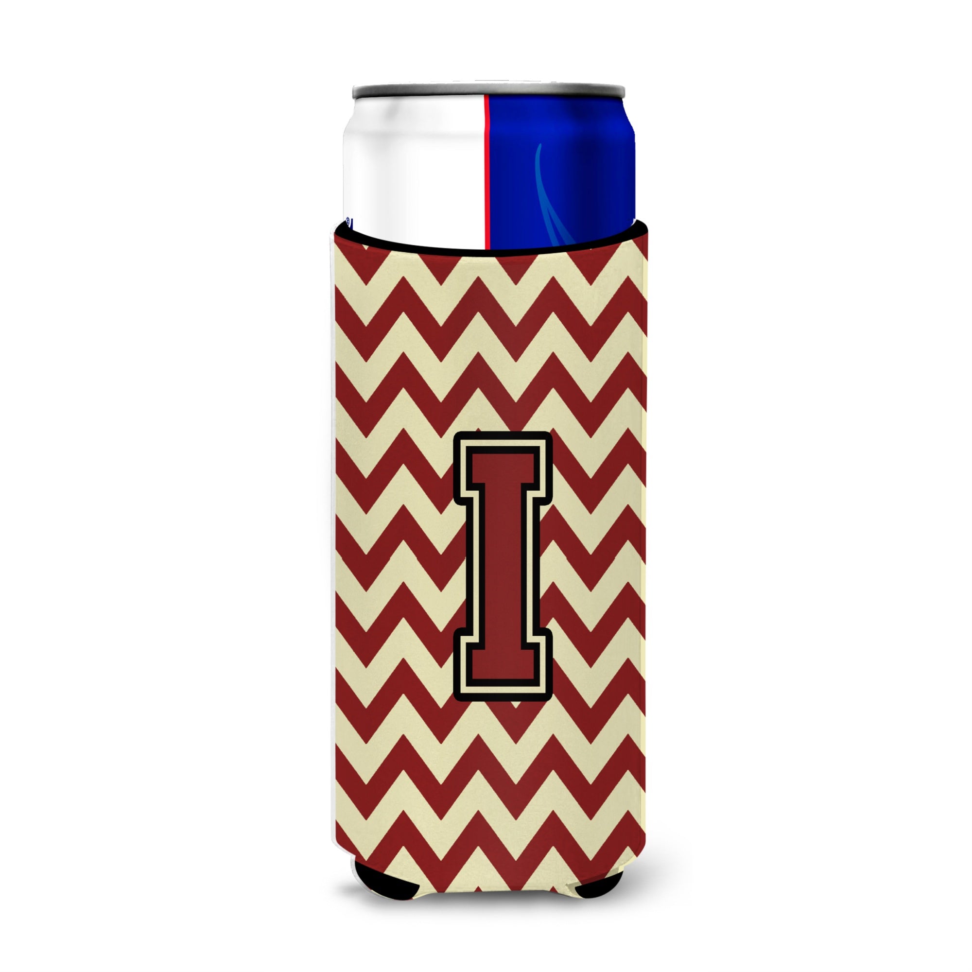 Letter I Chevron Maroon And Gold Ultra Beverage Insulators For Slim Cans Cj1061-Imuk