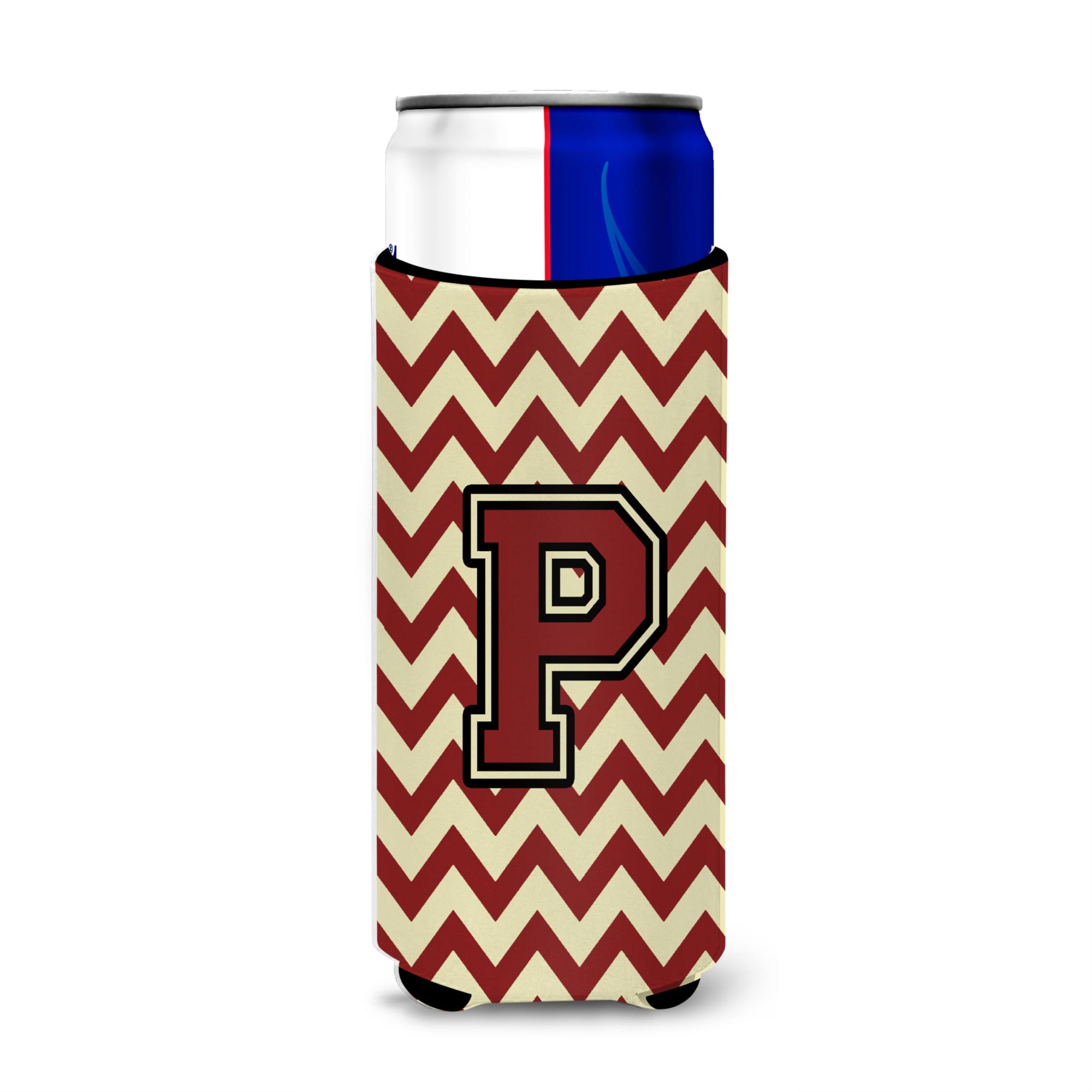 Letter P Chevron Maroon And Gold Ultra Beverage Insulators For Slim Cans Cj1061-Pmuk