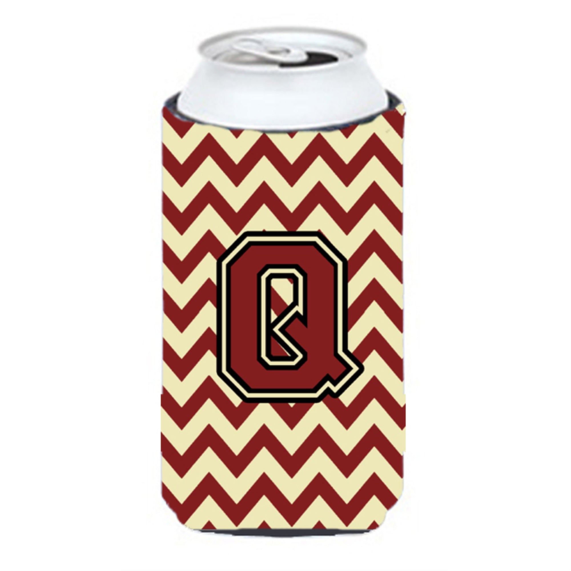 Letter Q Chevron Maroon And Gold Tall Boy Beverage Insulator Hugger Cj1061-Qtbc