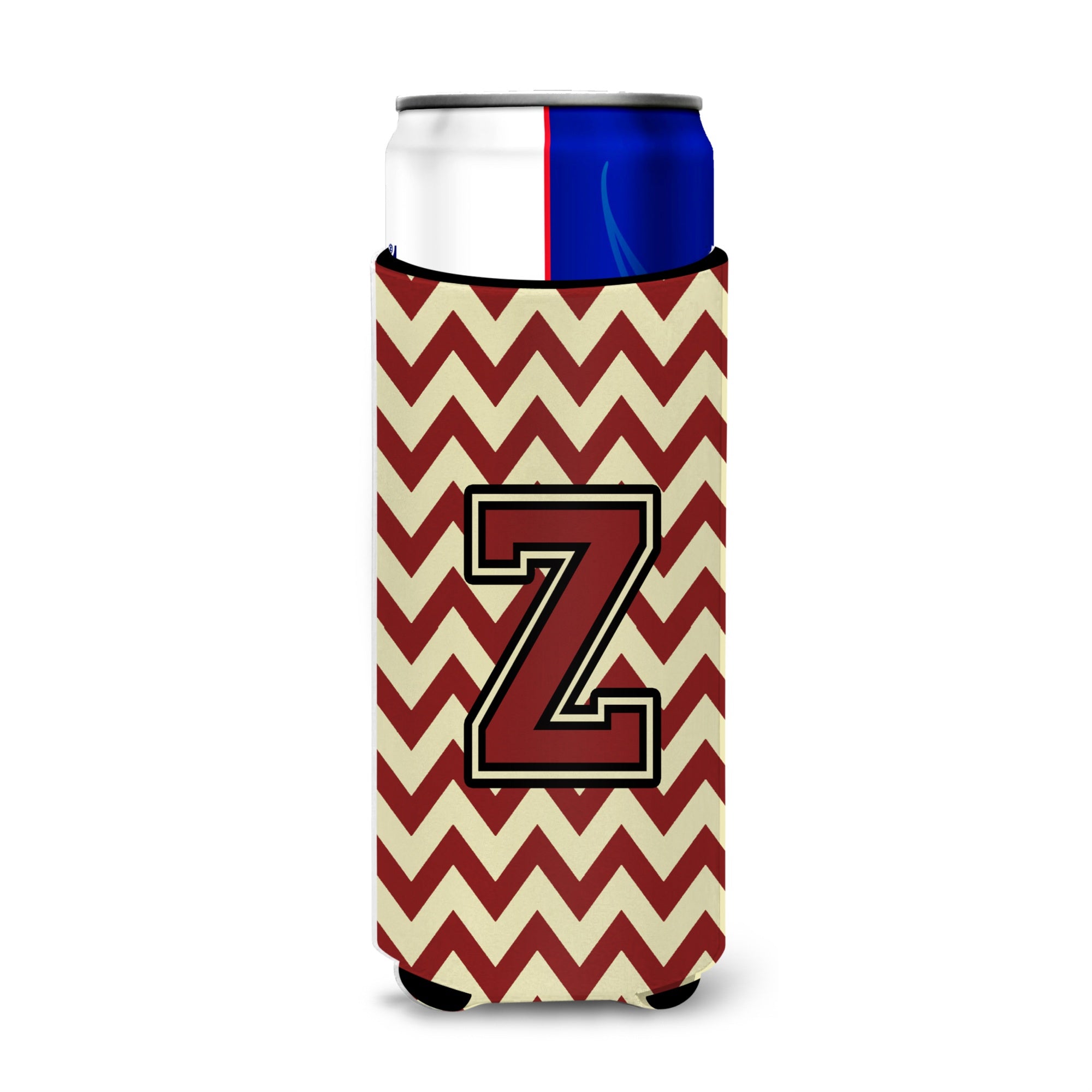 Letter Z Chevron  Maroon And Gold Ultra Beverage Insulators For Slim Cans Cj1061-Zmuk