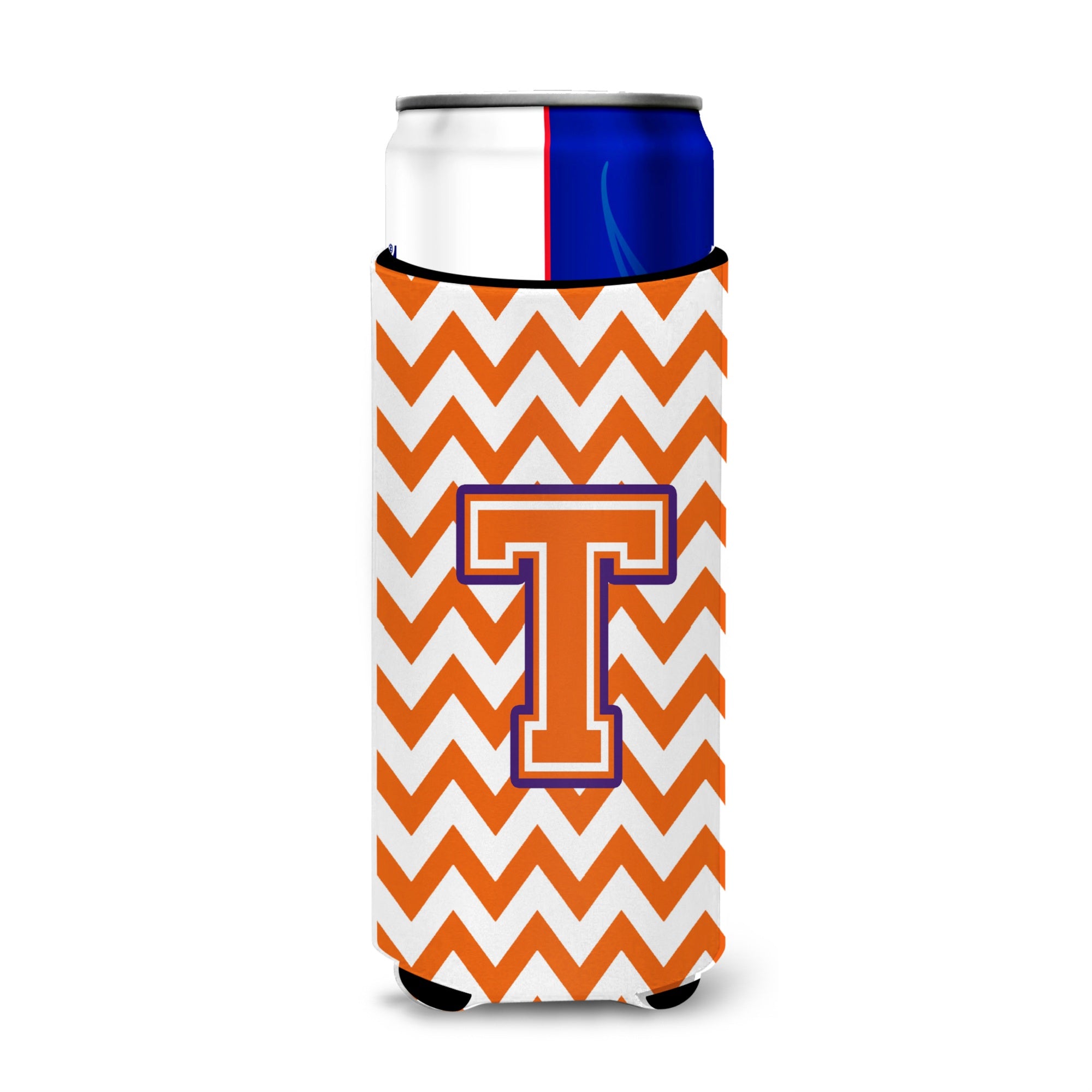 Letter T Chevron Orange And Regalia Ultra Beverage Insulators For Slim Cans Cj1062-Tmuk