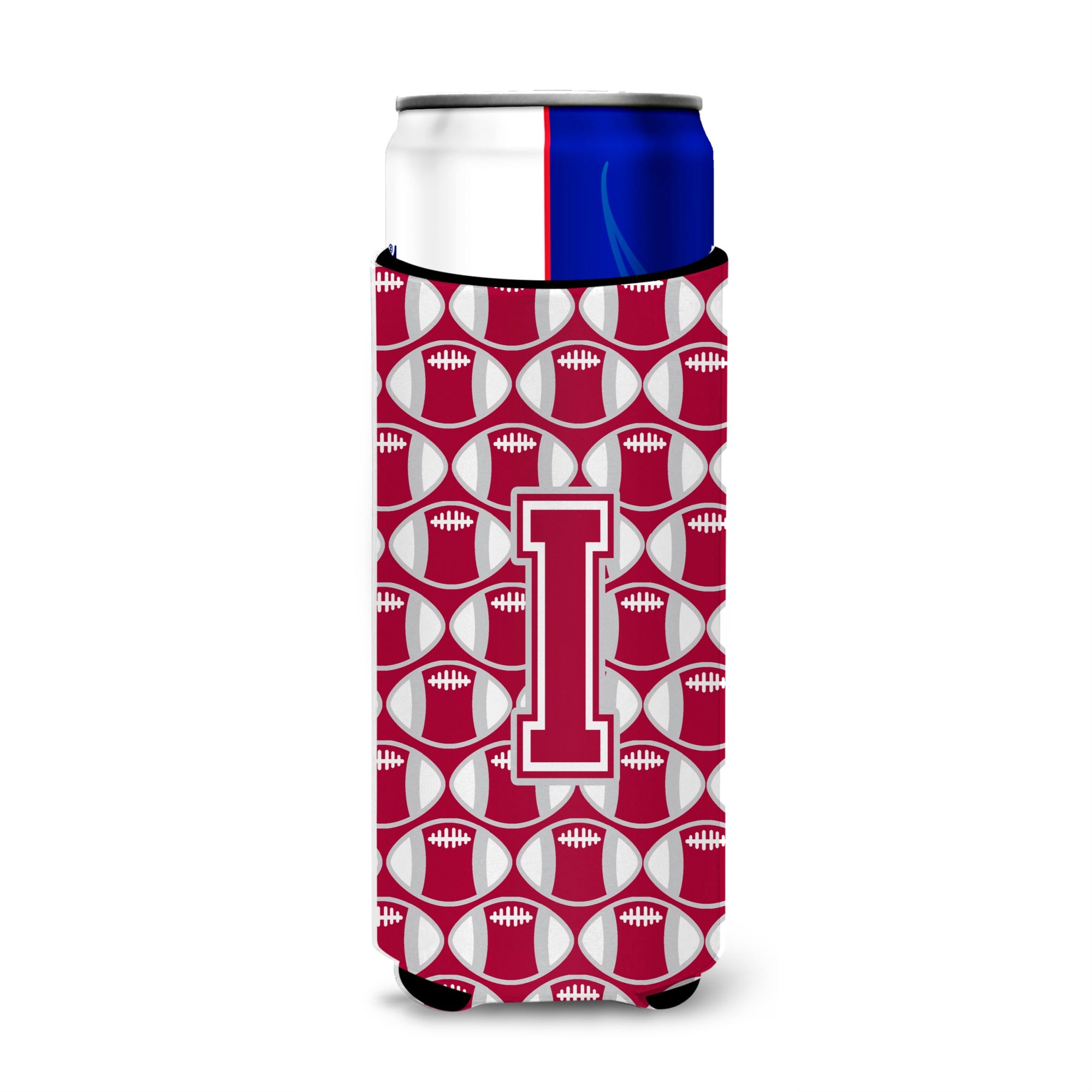 Letter I Football Crimson, Grey And White Ultra Beverage Insulators For Slim Cans Cj1065-Imuk