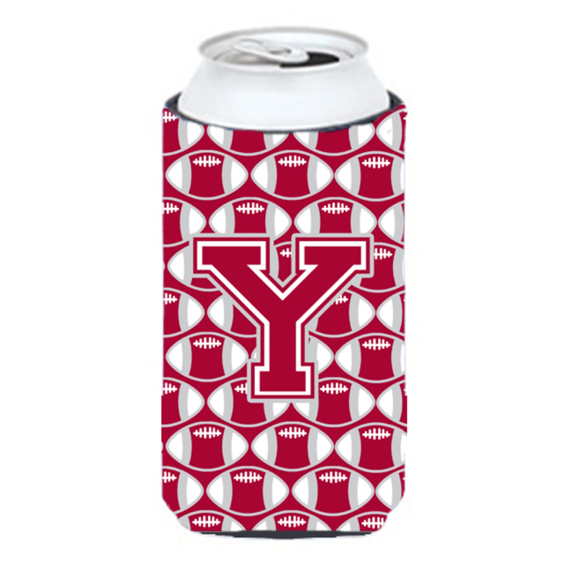 Letter Y Football Crimson, Grey And White Tall Boy Beverage Insulator Hugger Cj1065-Ytbc