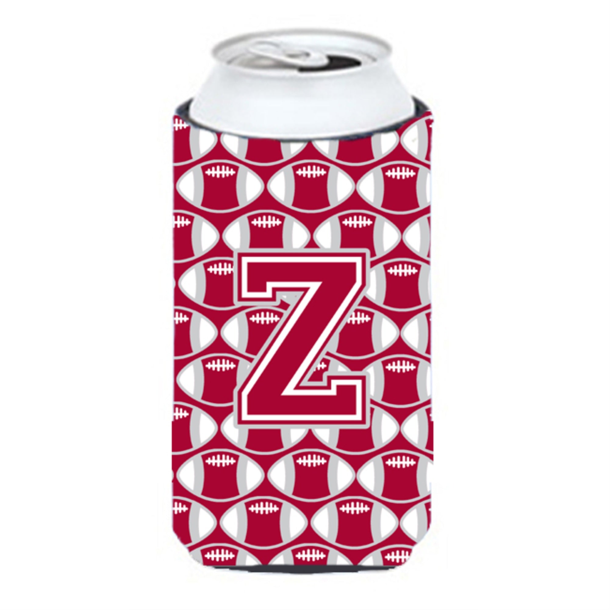 Letter Z Football Crimson, Grey And White Tall Boy Beverage Insulator Hugger Cj1065-Ztbc